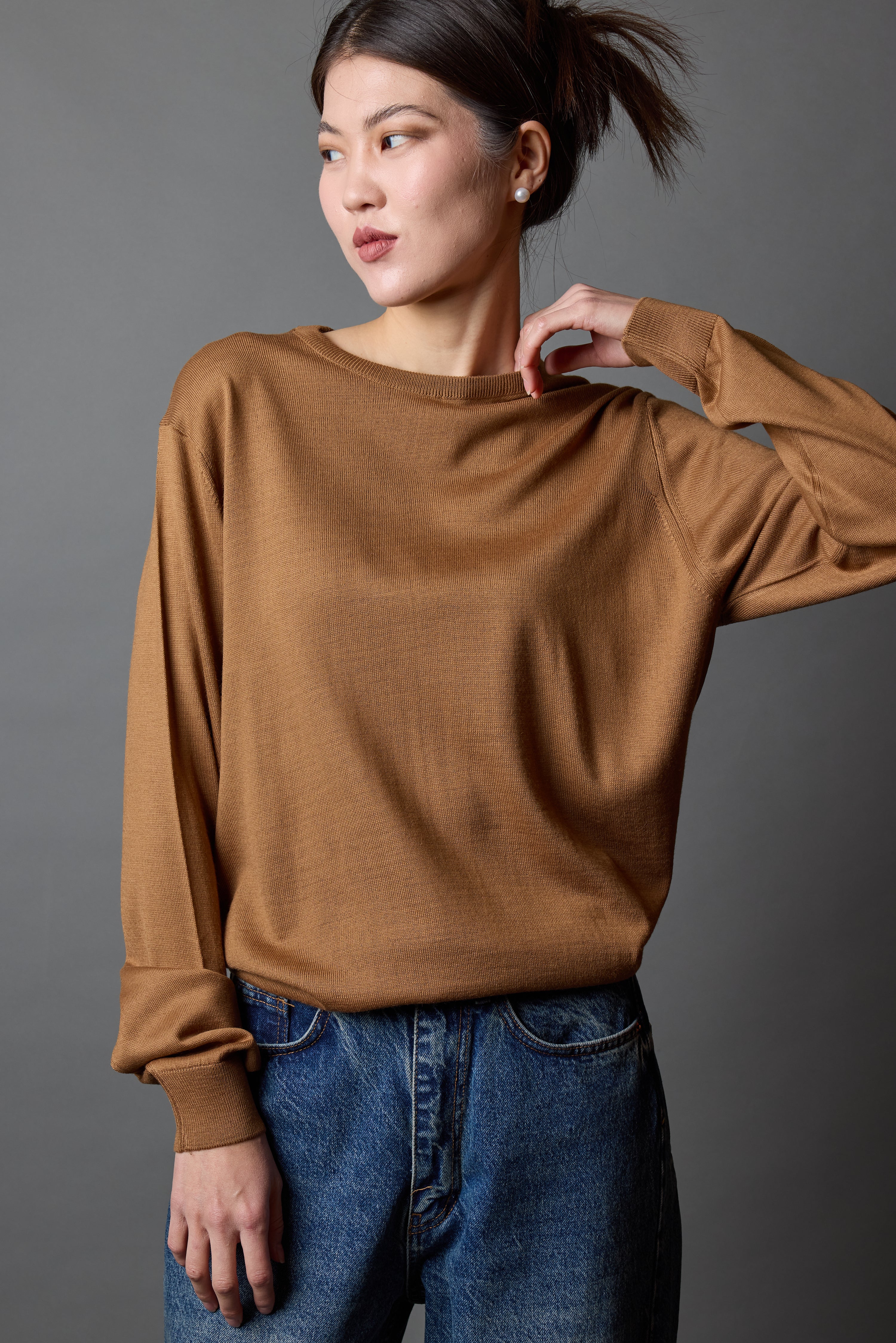 YUN BISIKLET YAKA UNISEX KAZAK CAMEL