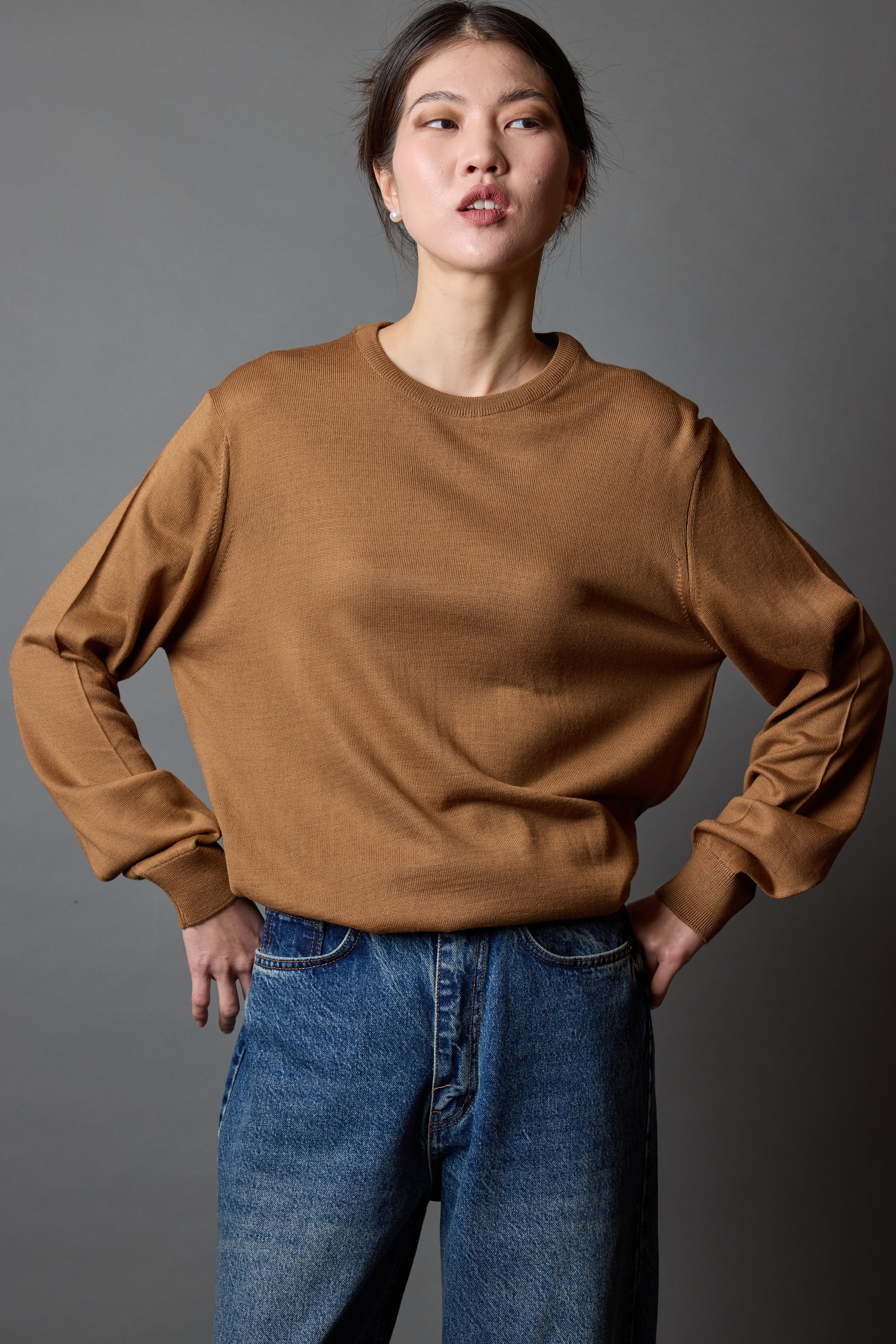 YUN BISIKLET YAKA UNISEX KAZAK CAMEL