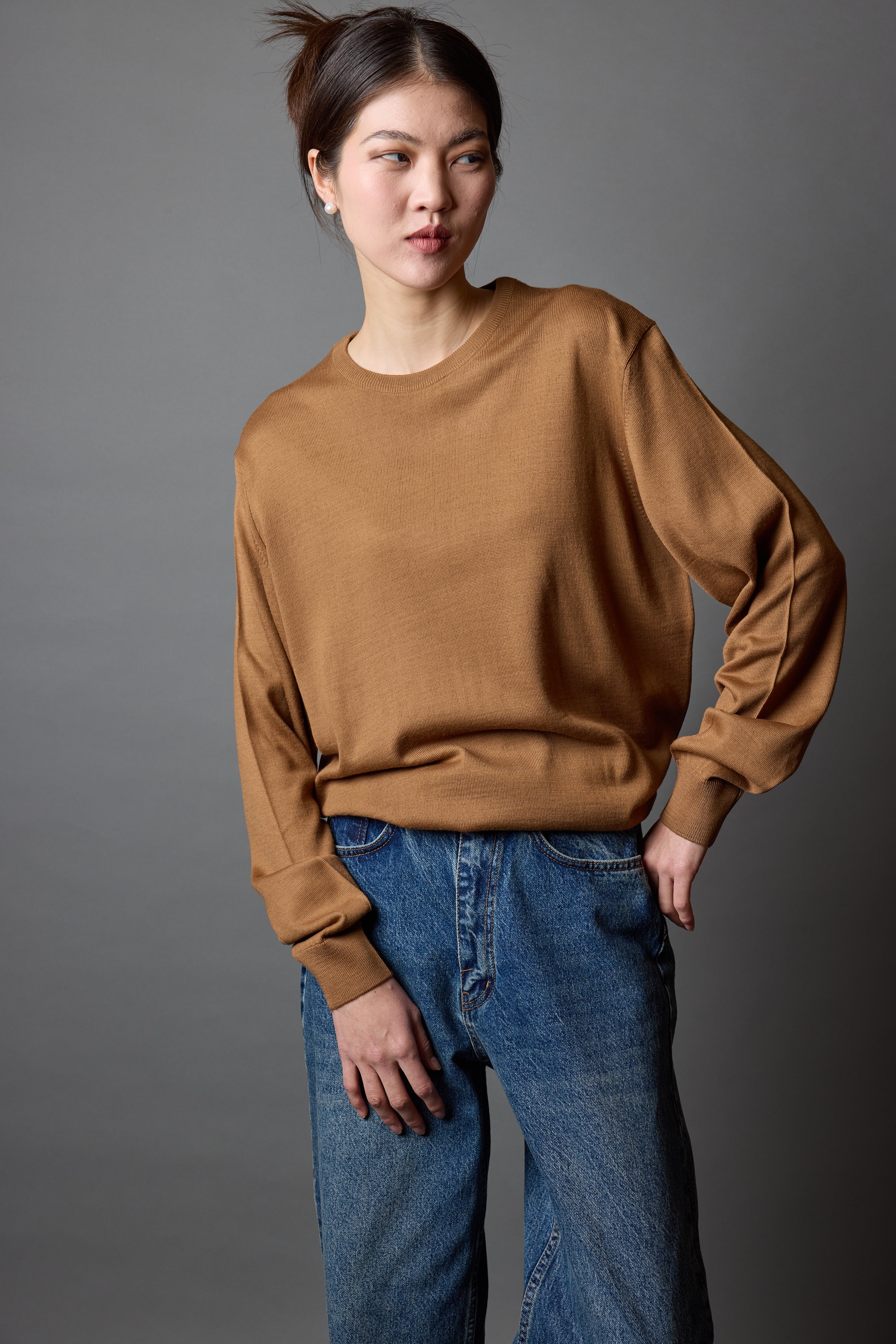 YUN BISIKLET YAKA UNISEX KAZAK CAMEL