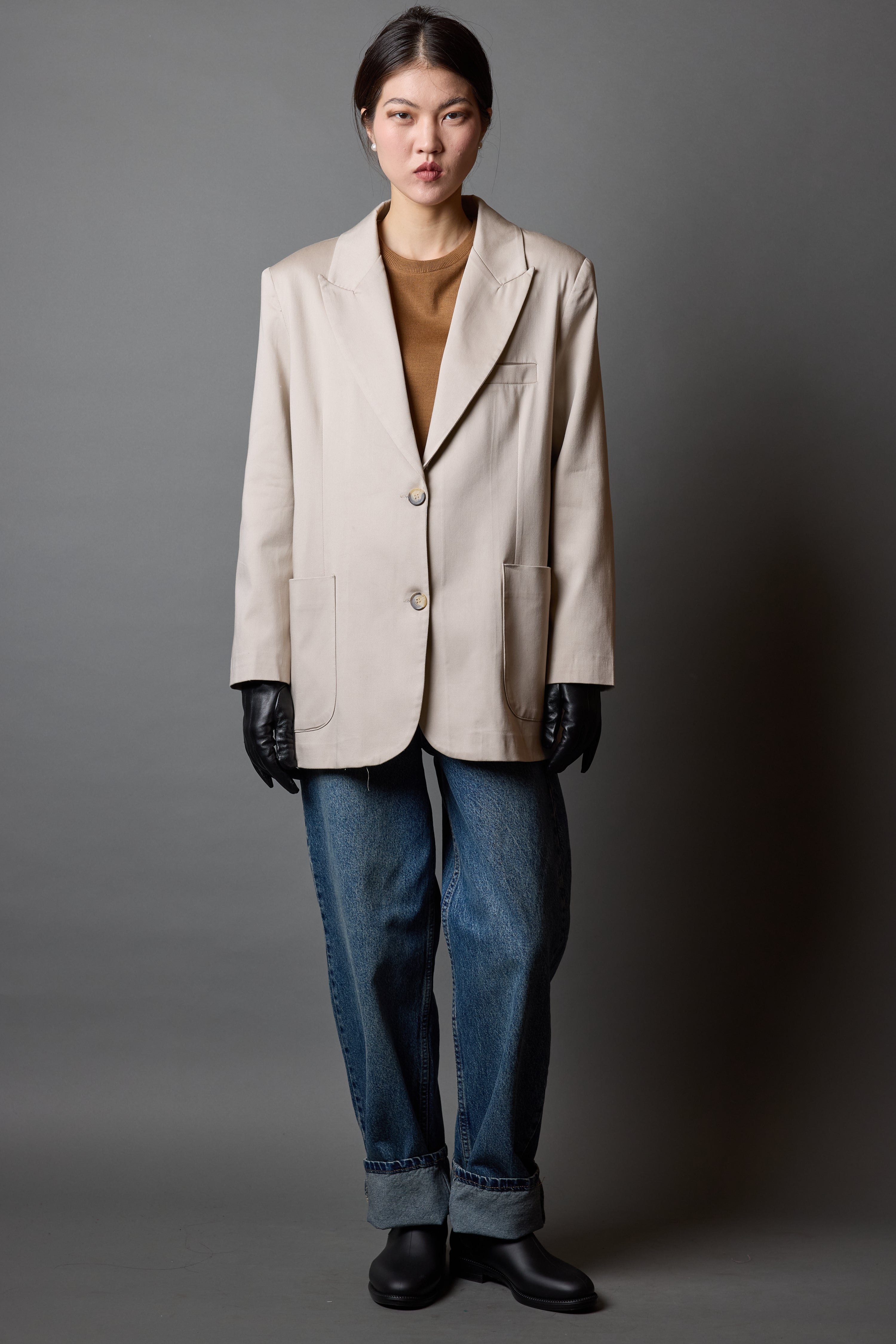 OVERSIZE REGULAR KESIM CEPLI BLAZER BEIGE