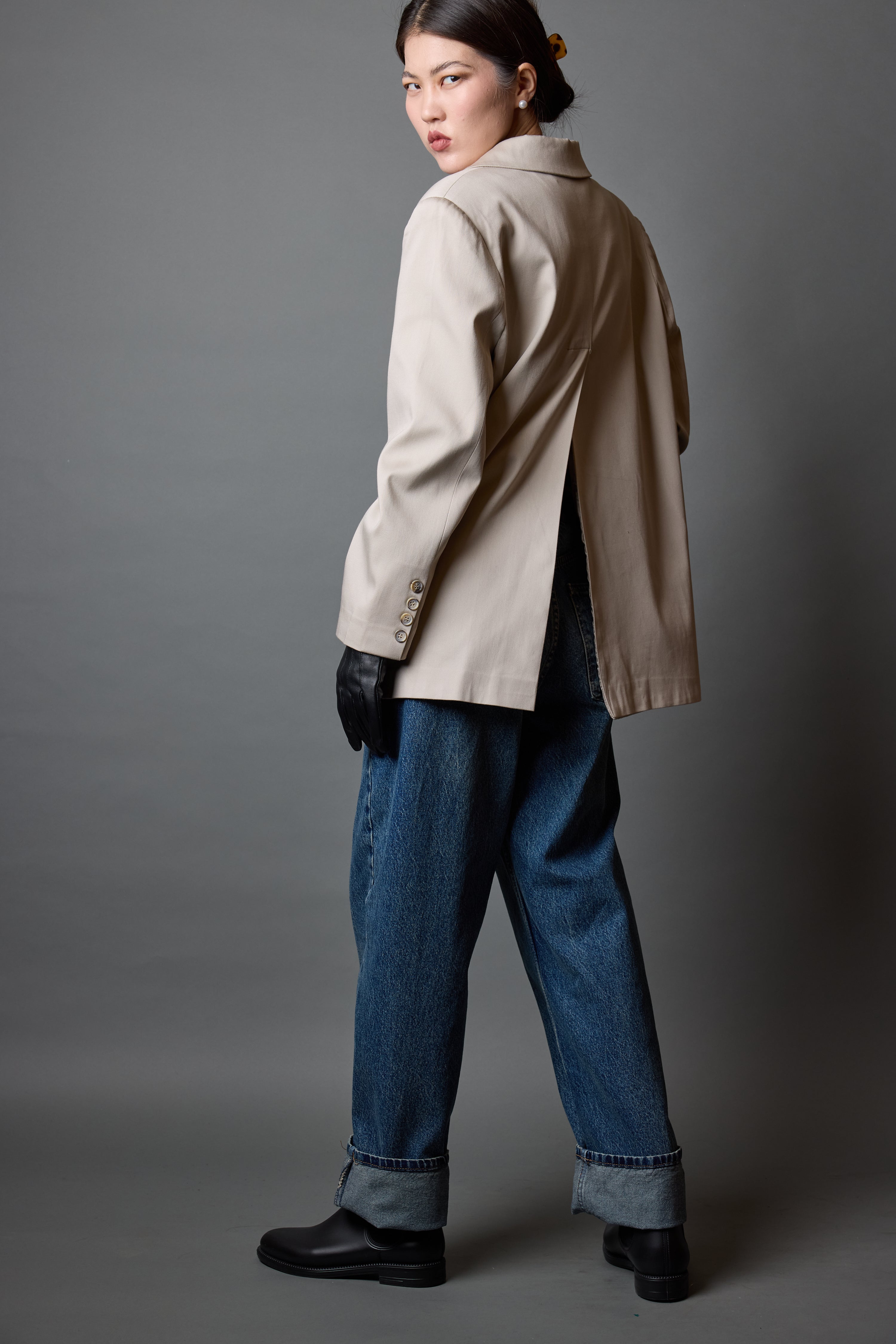 OVERSIZE REGULAR KESIM CEPLI BLAZER BEIGE