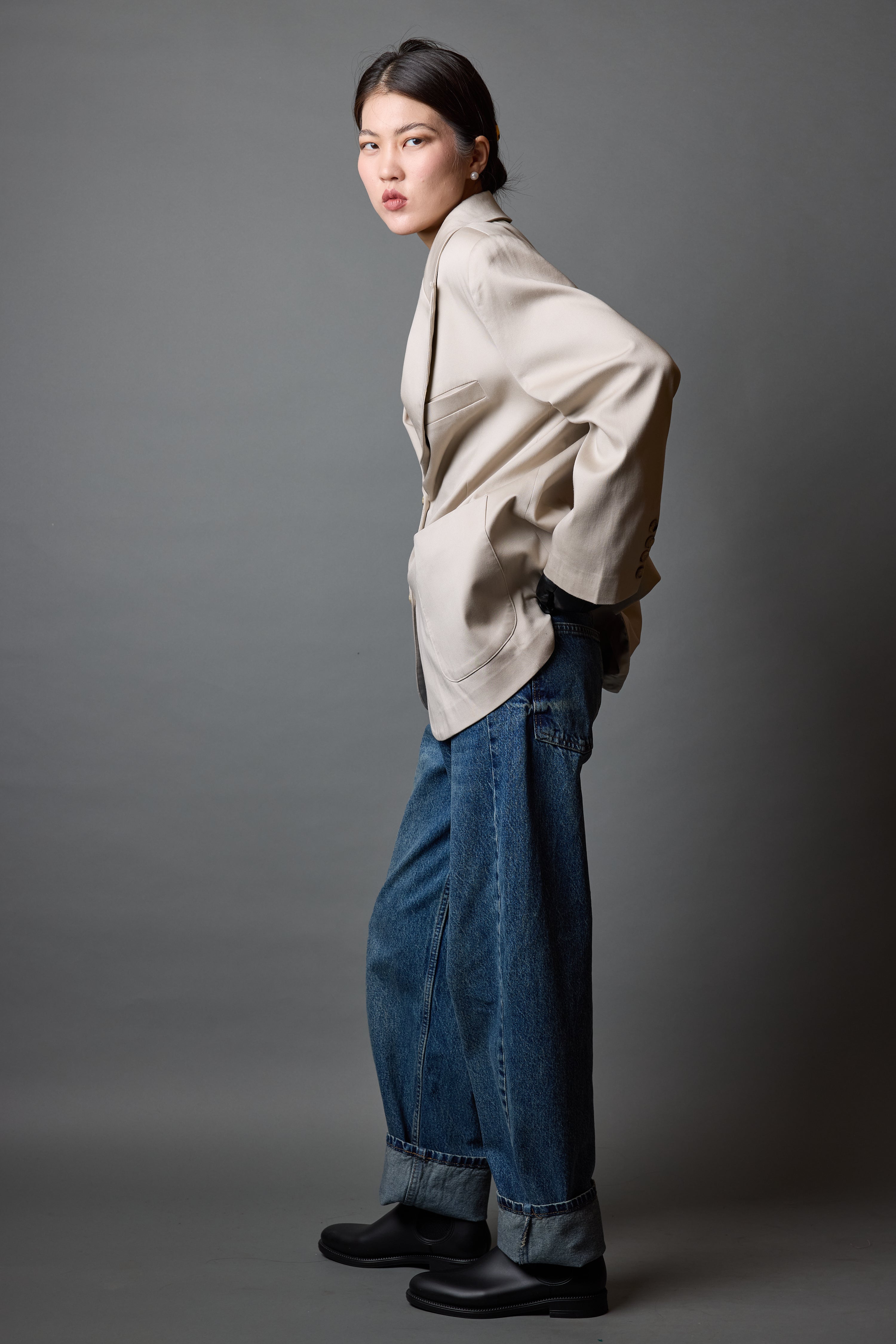 OVERSIZE REGULAR KESIM CEPLI BLAZER BEIGE