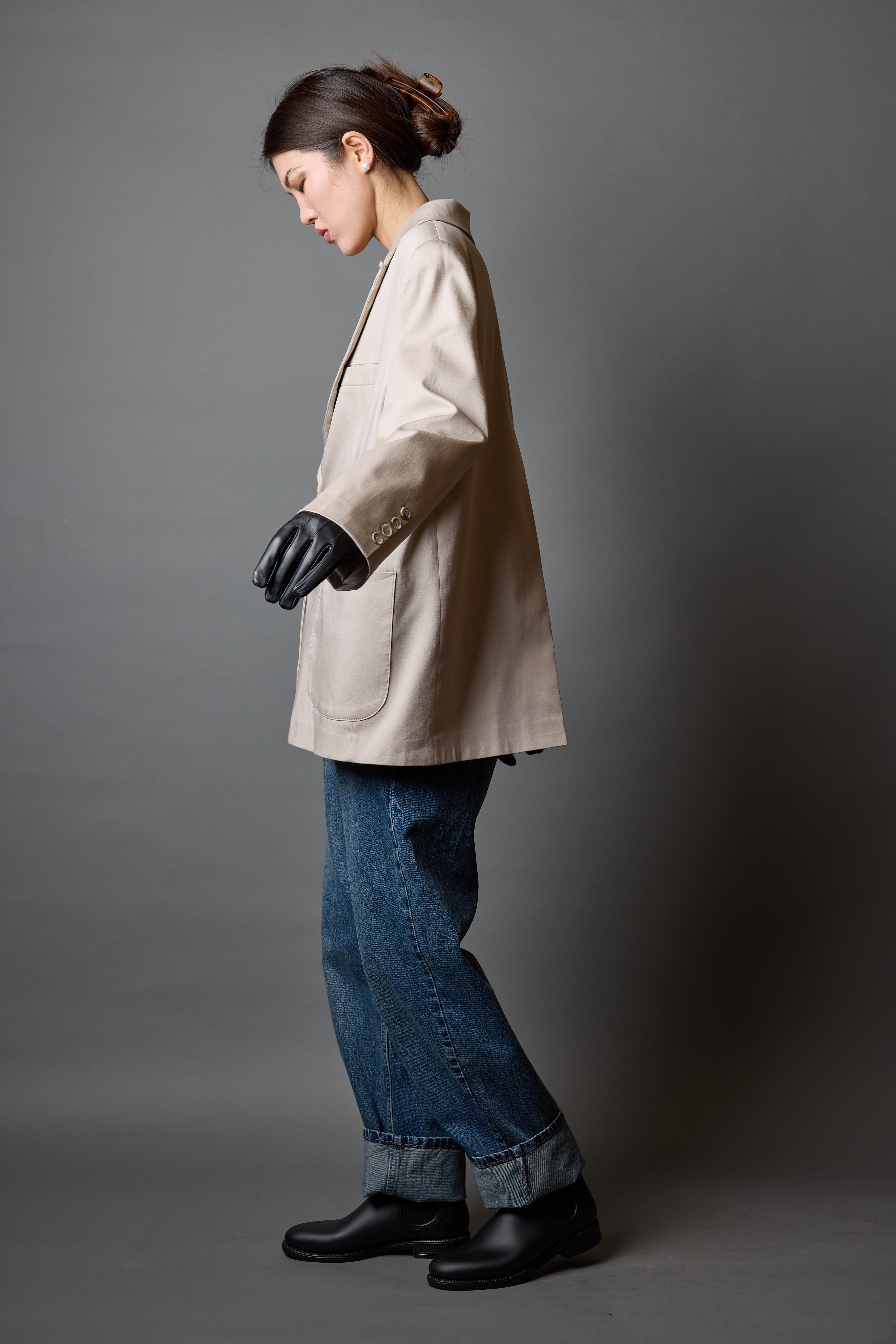 OVERSIZE REGULAR KESIM CEPLI BLAZER BEIGE