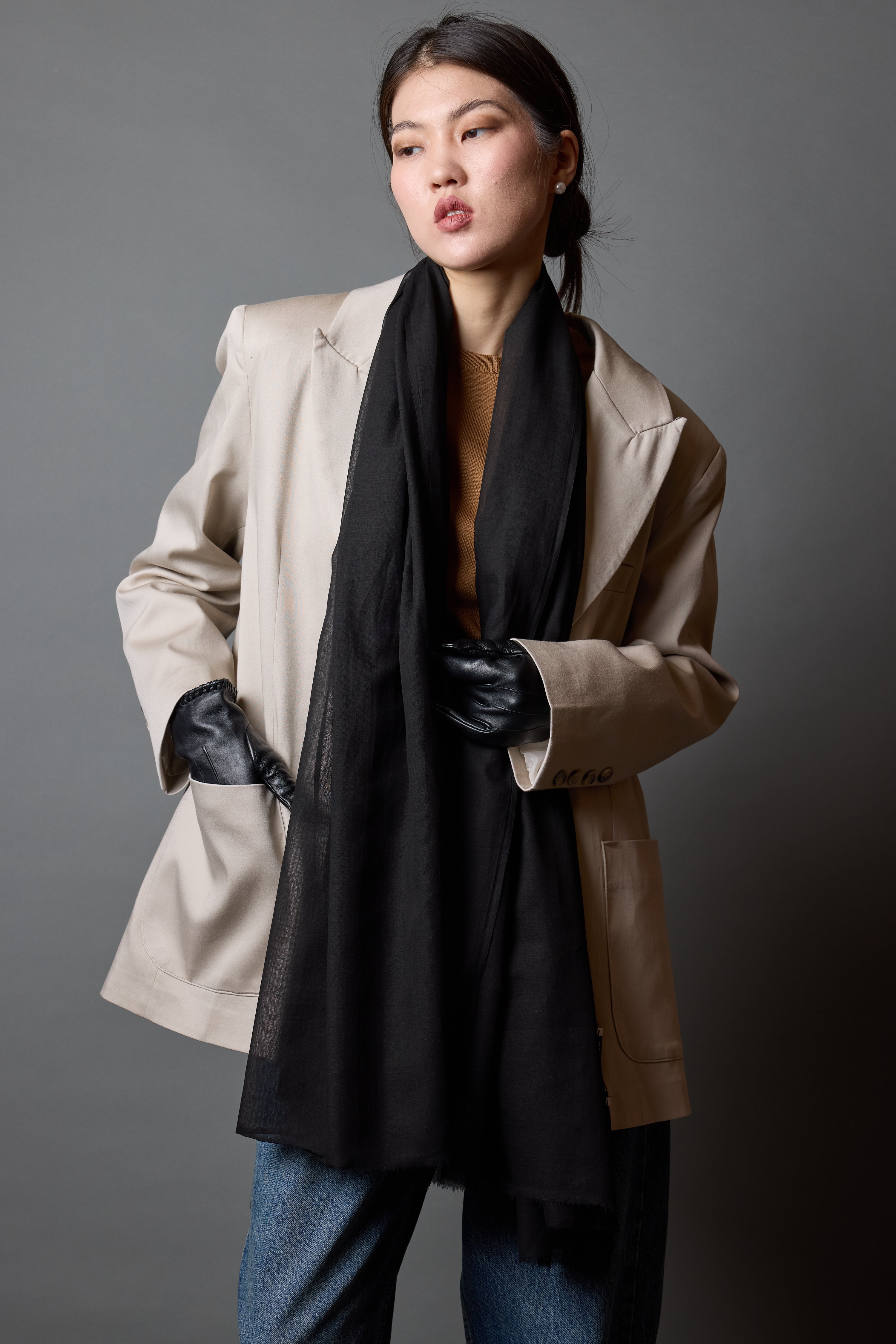Black Moon Organik Pamuk Handmade Sal
