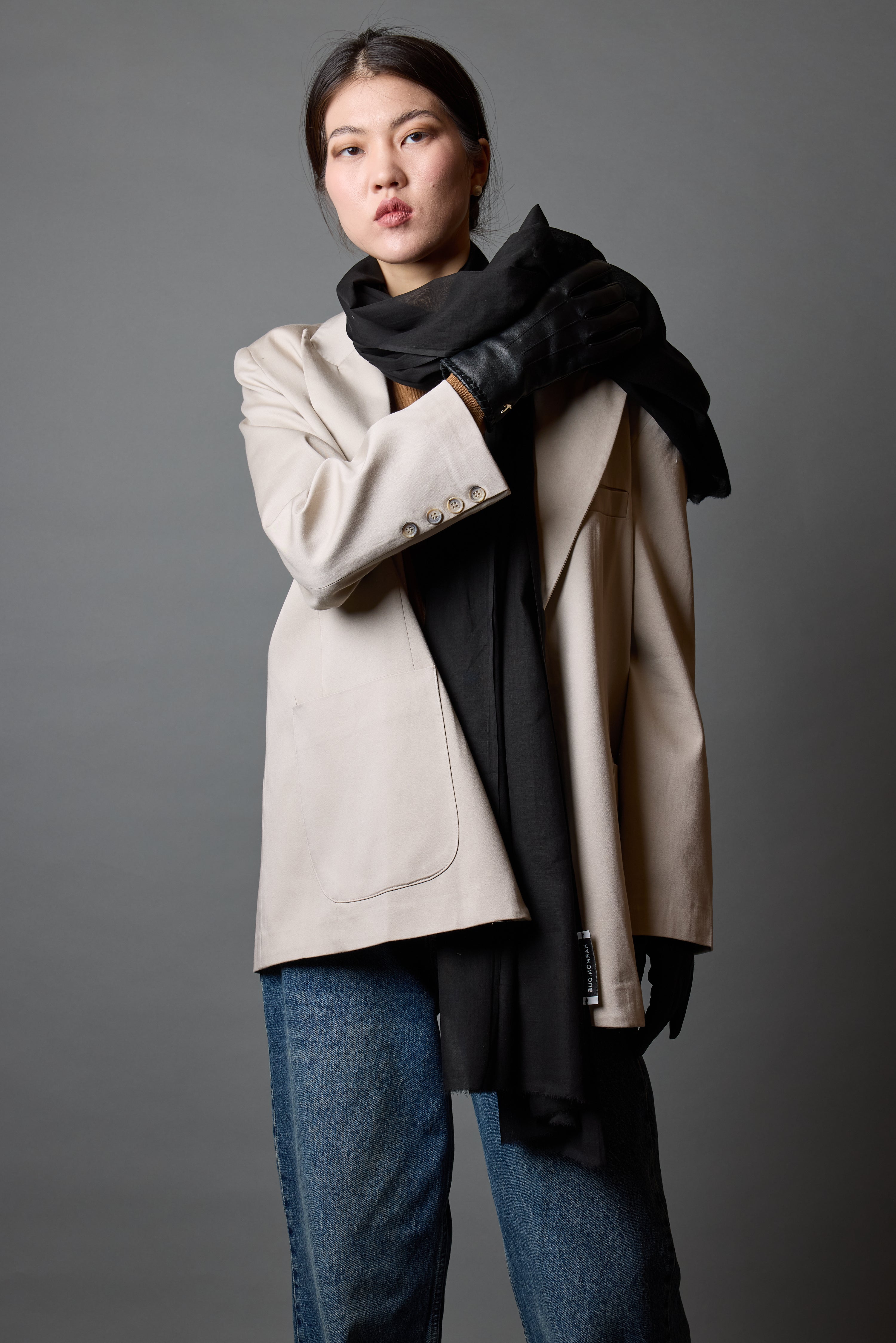 Black Moon Organik Pamuk Handmade Sal