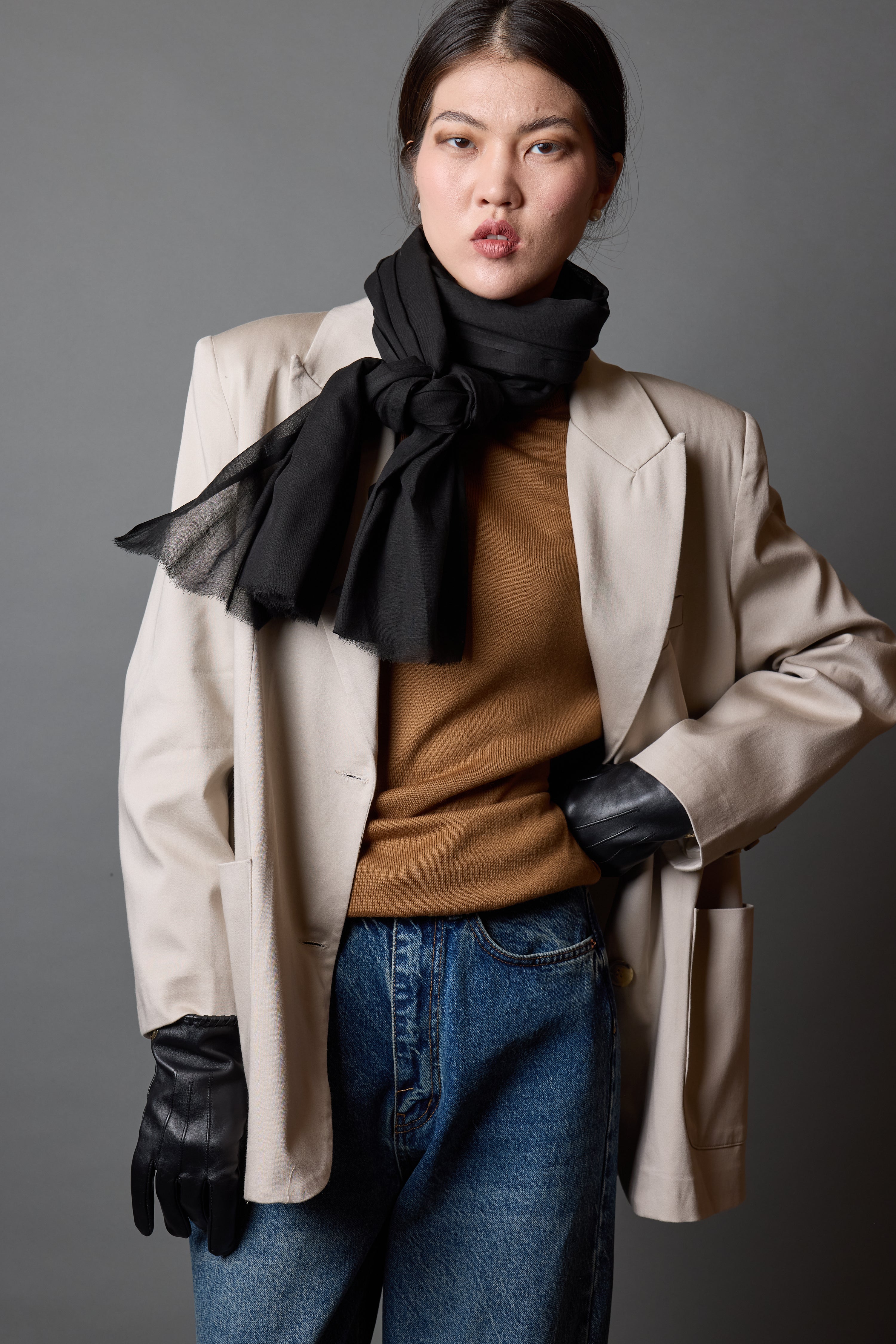 Black Moon Organik Pamuk Handmade Sal