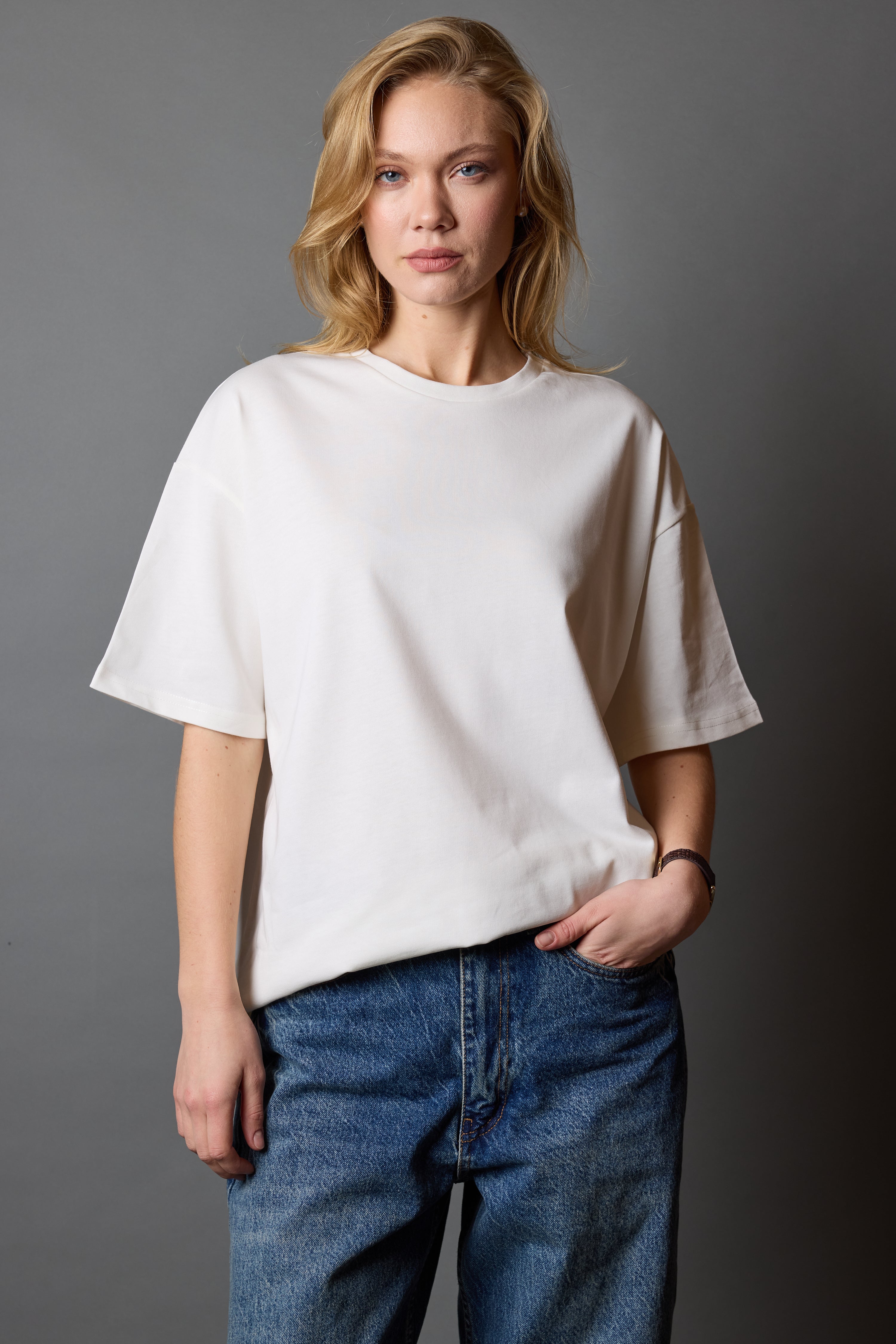 OVERSIZE SHORT SLEEVE COTTON T-SHIRT VANILLA
