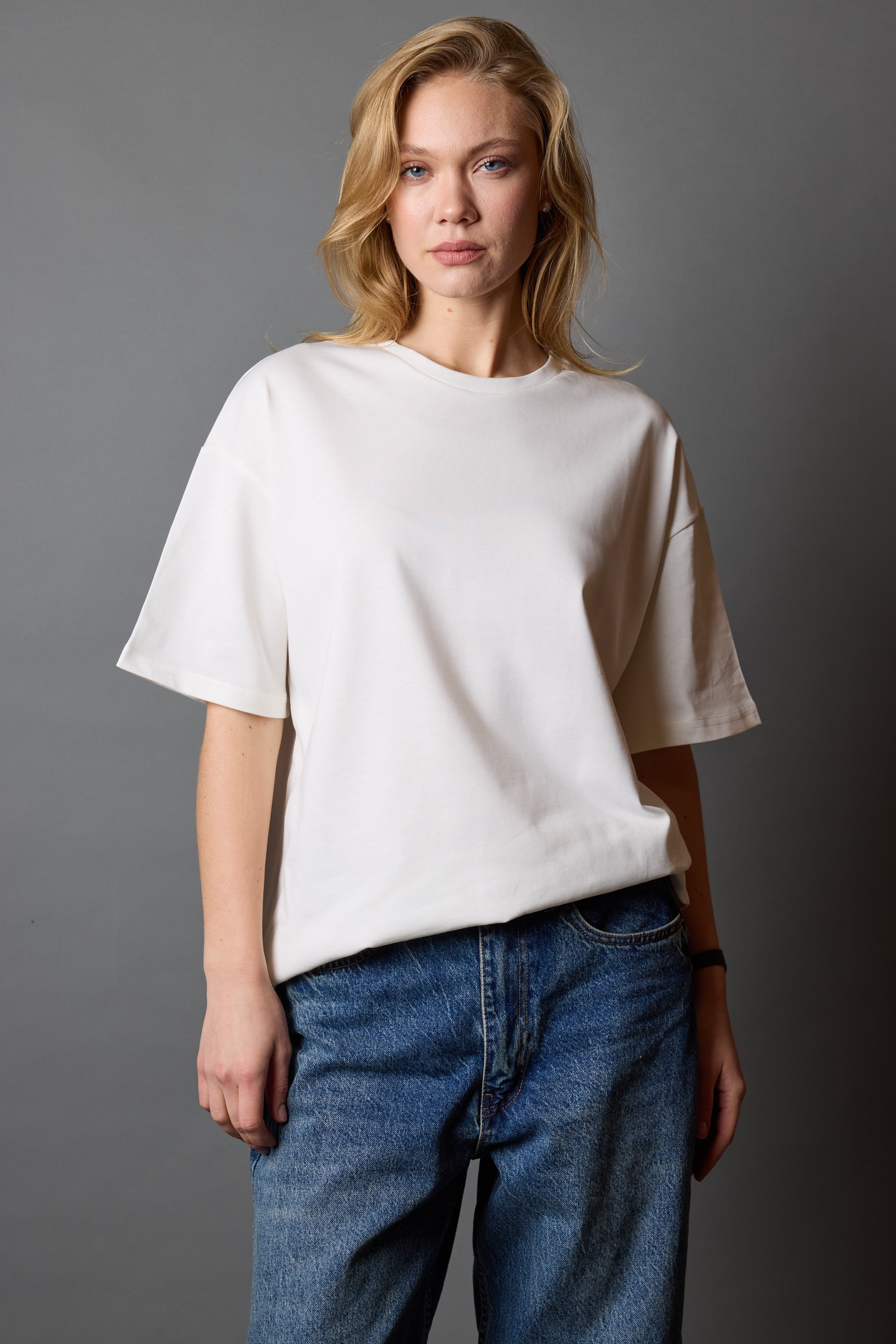 OVERSIZE SHORT SLEEVE COTTON T-SHIRT VANILLA