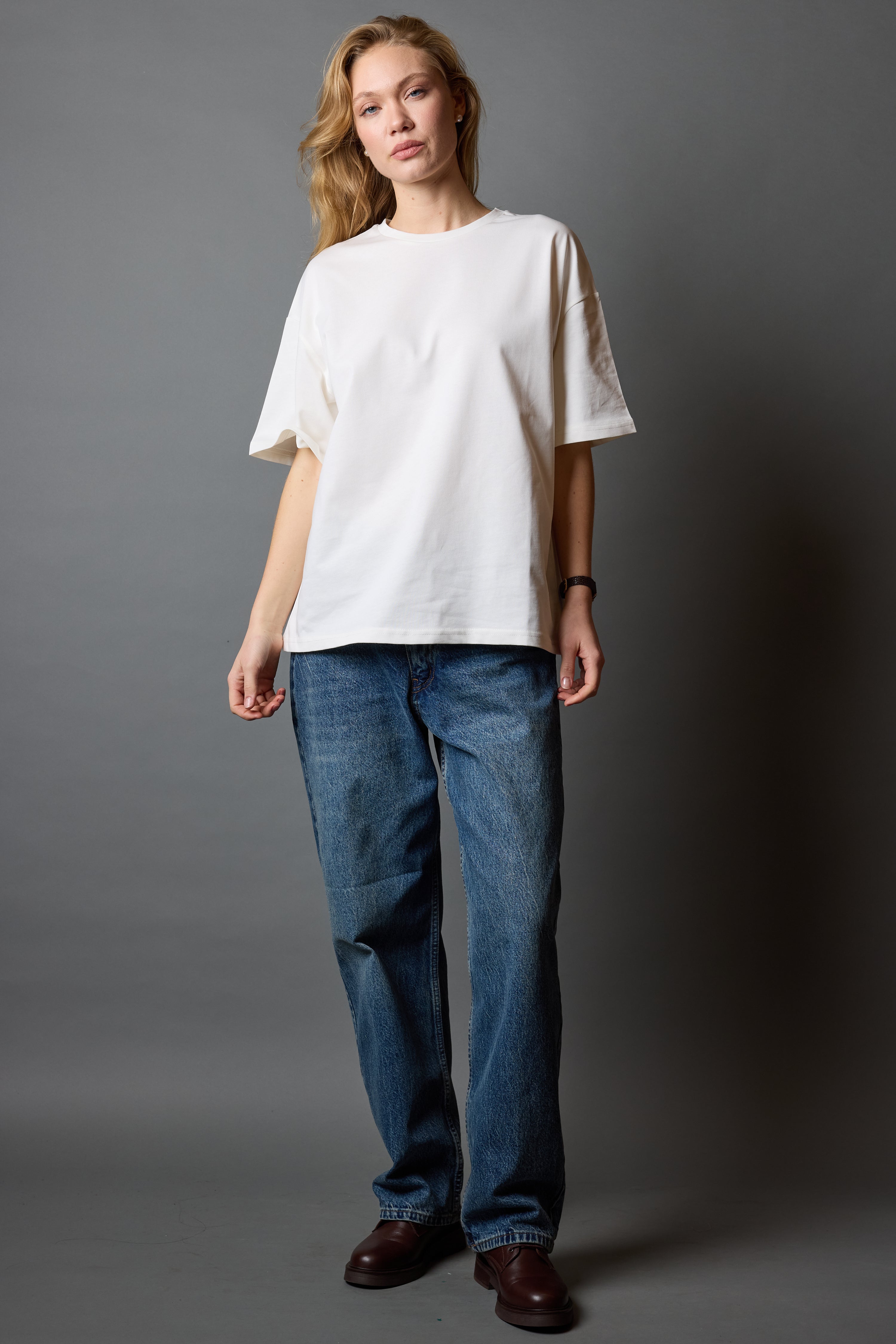 OVERSIZE SHORT SLEEVE COTTON T-SHIRT VANILLA