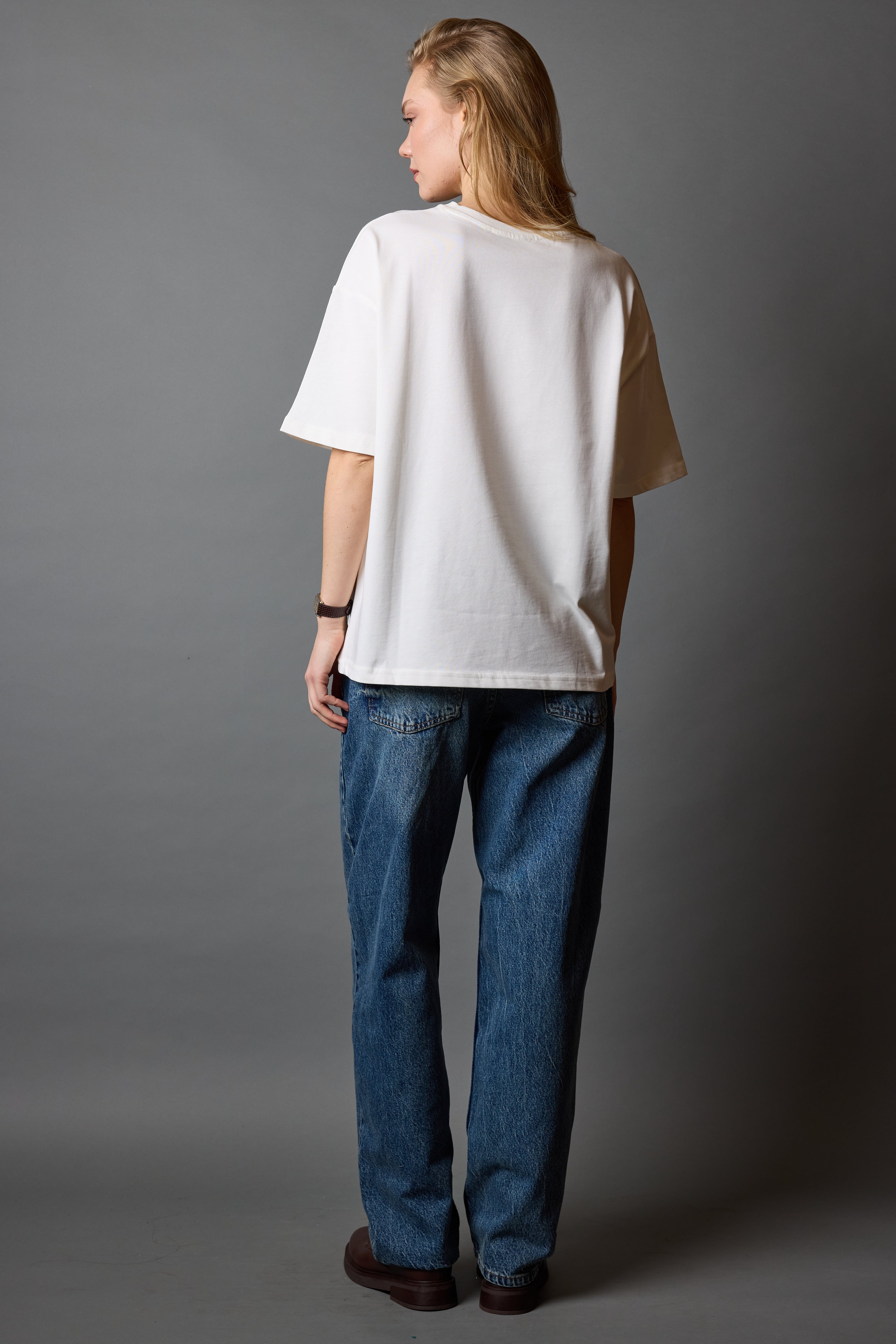 OVERSIZE SHORT SLEEVE COTTON T-SHIRT VANILLA
