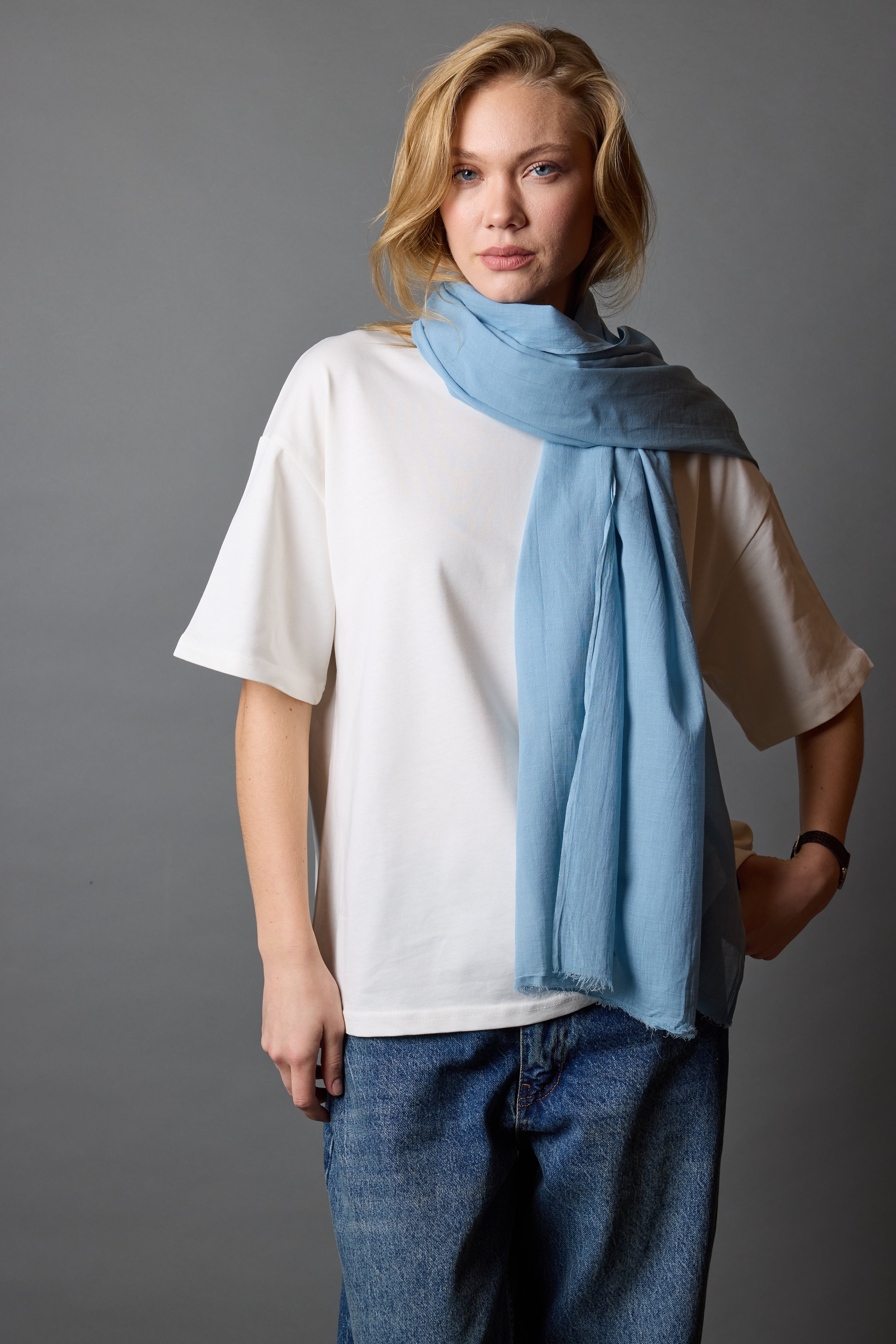 CLOUD BLUE ORGANIK PAMUK HANDMADE SAL