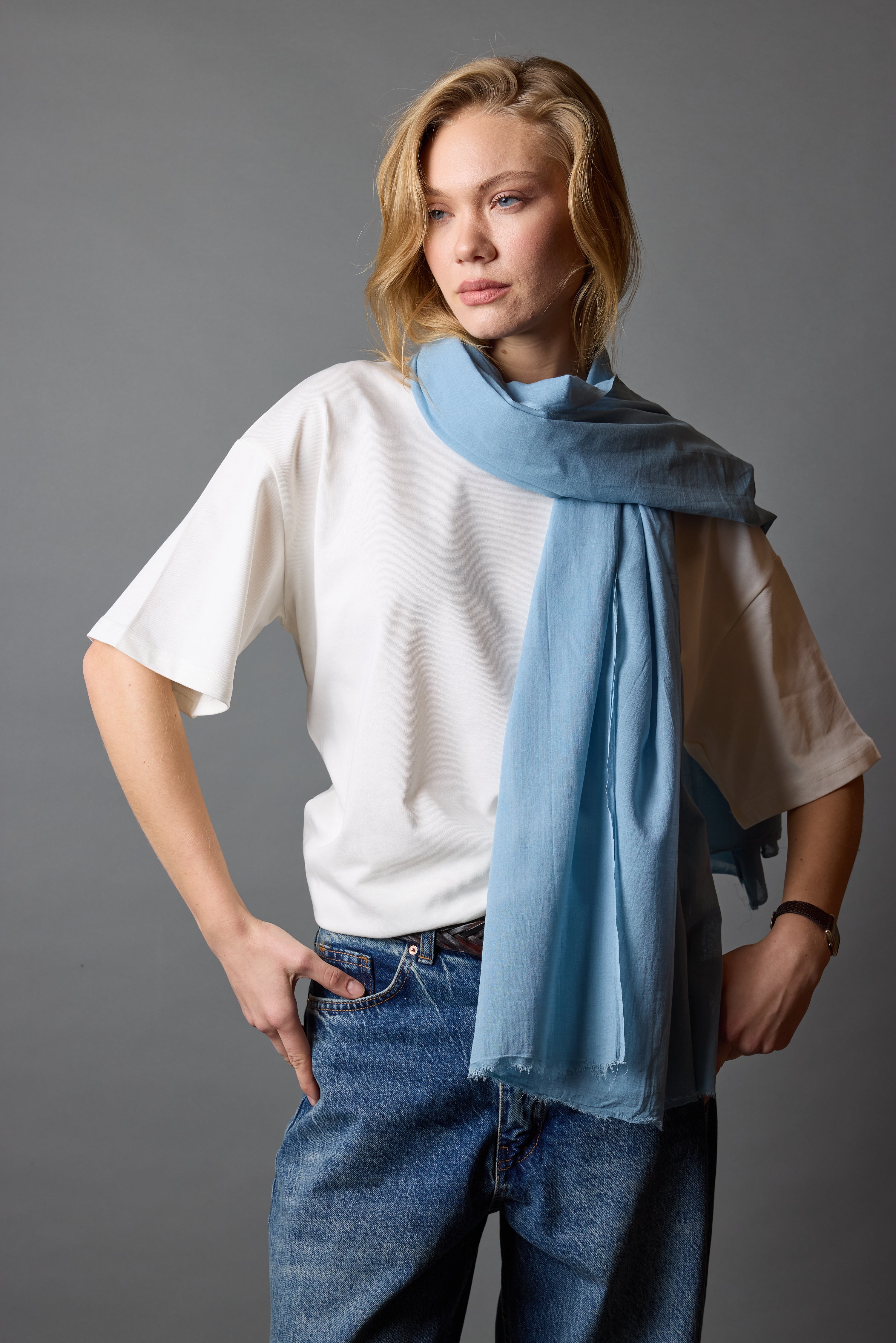 CLOUD BLUE ORGANIK PAMUK HANDMADE SAL