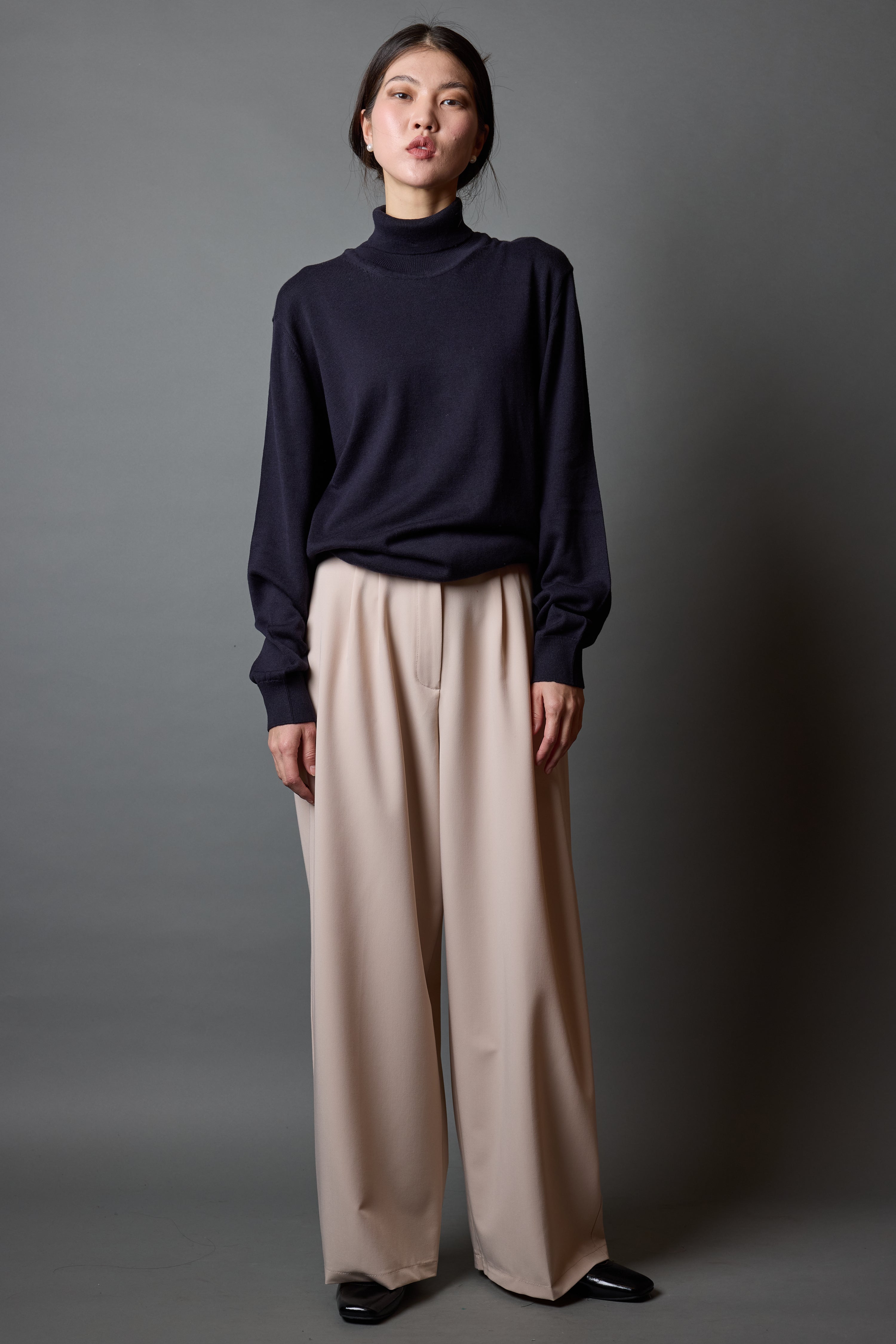 CIFT PILELI PALAZZO PANTOLON KREM