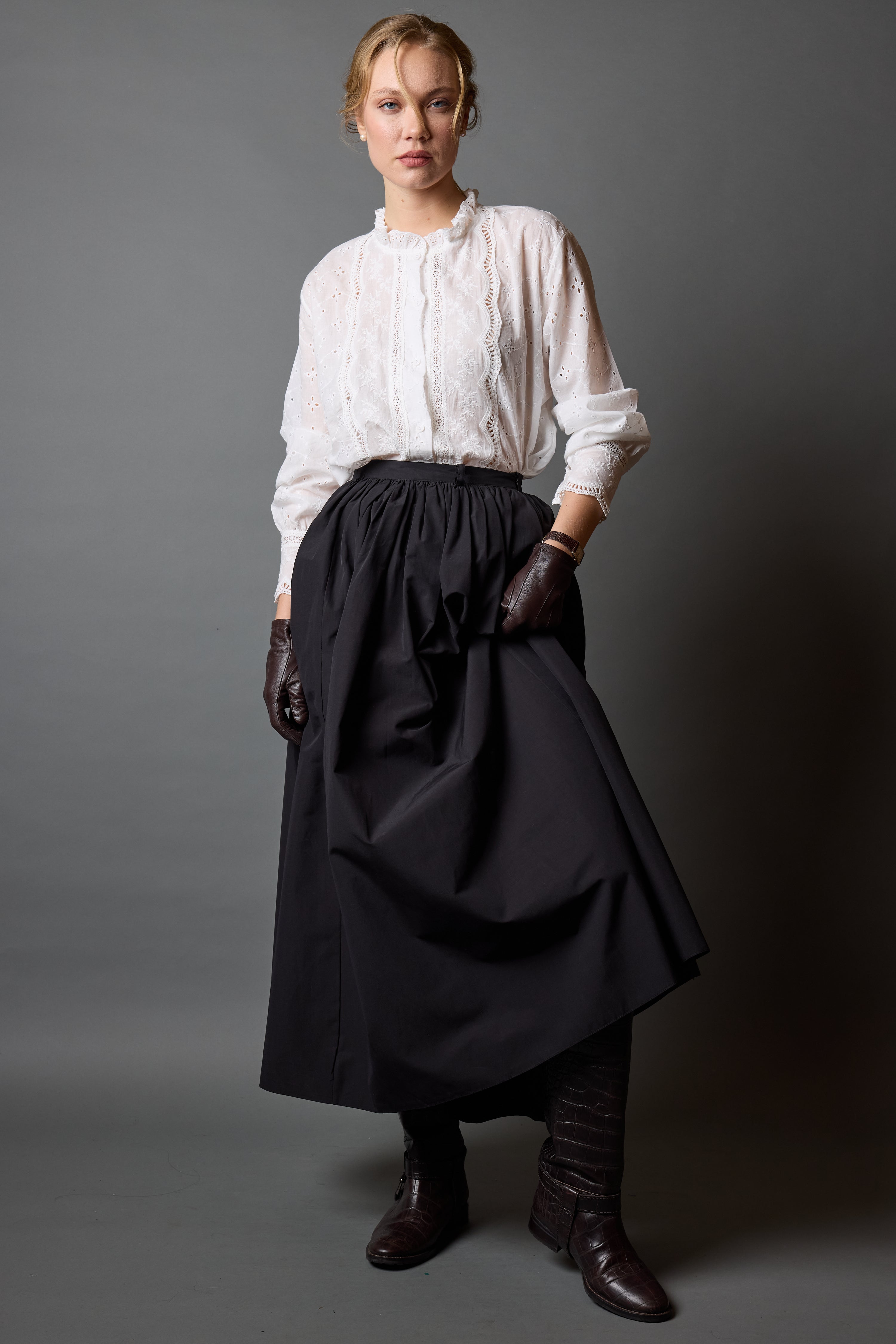 MIDI PARASUT SKIRT BLACK