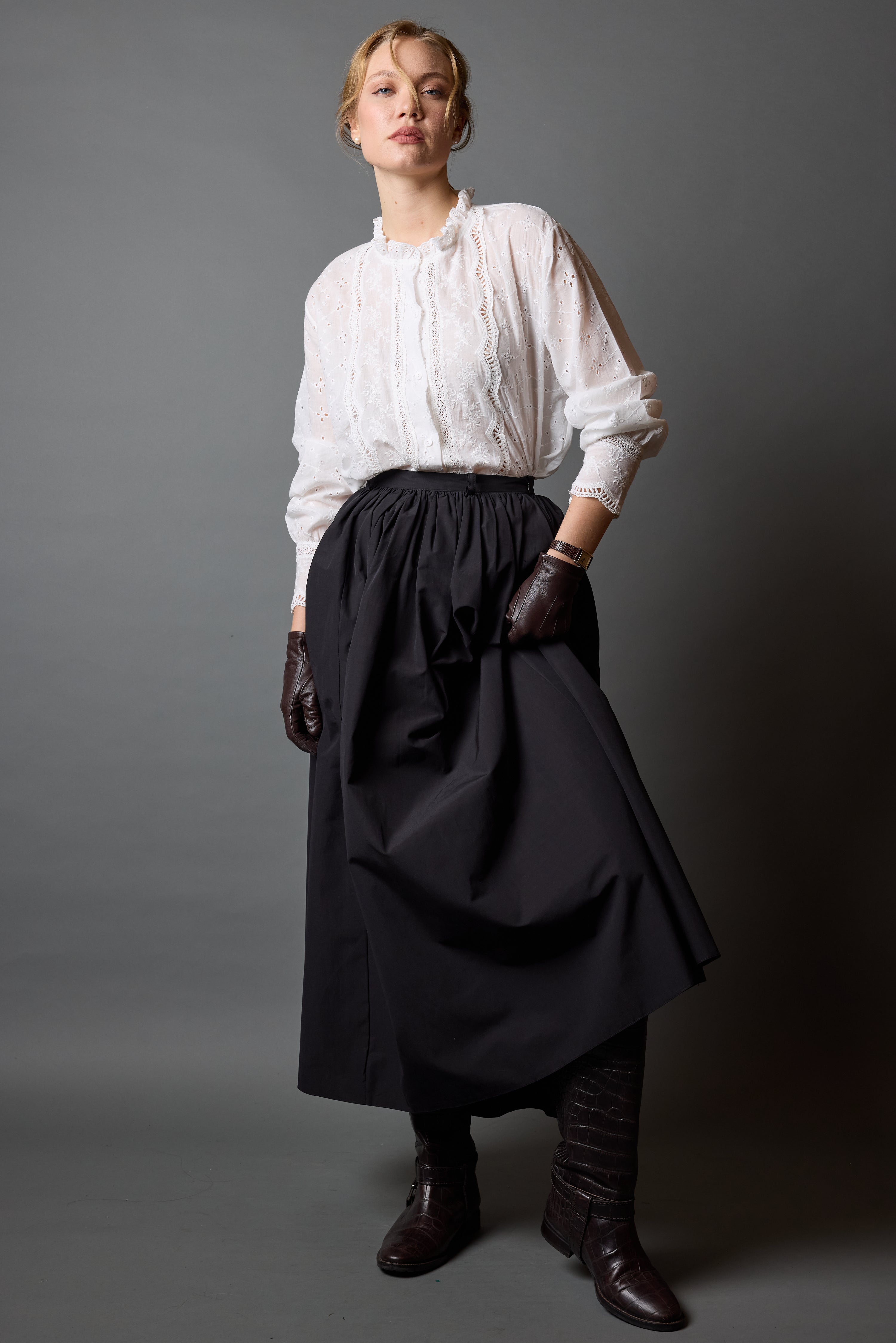 MIDI PARASUT SKIRT BLACK