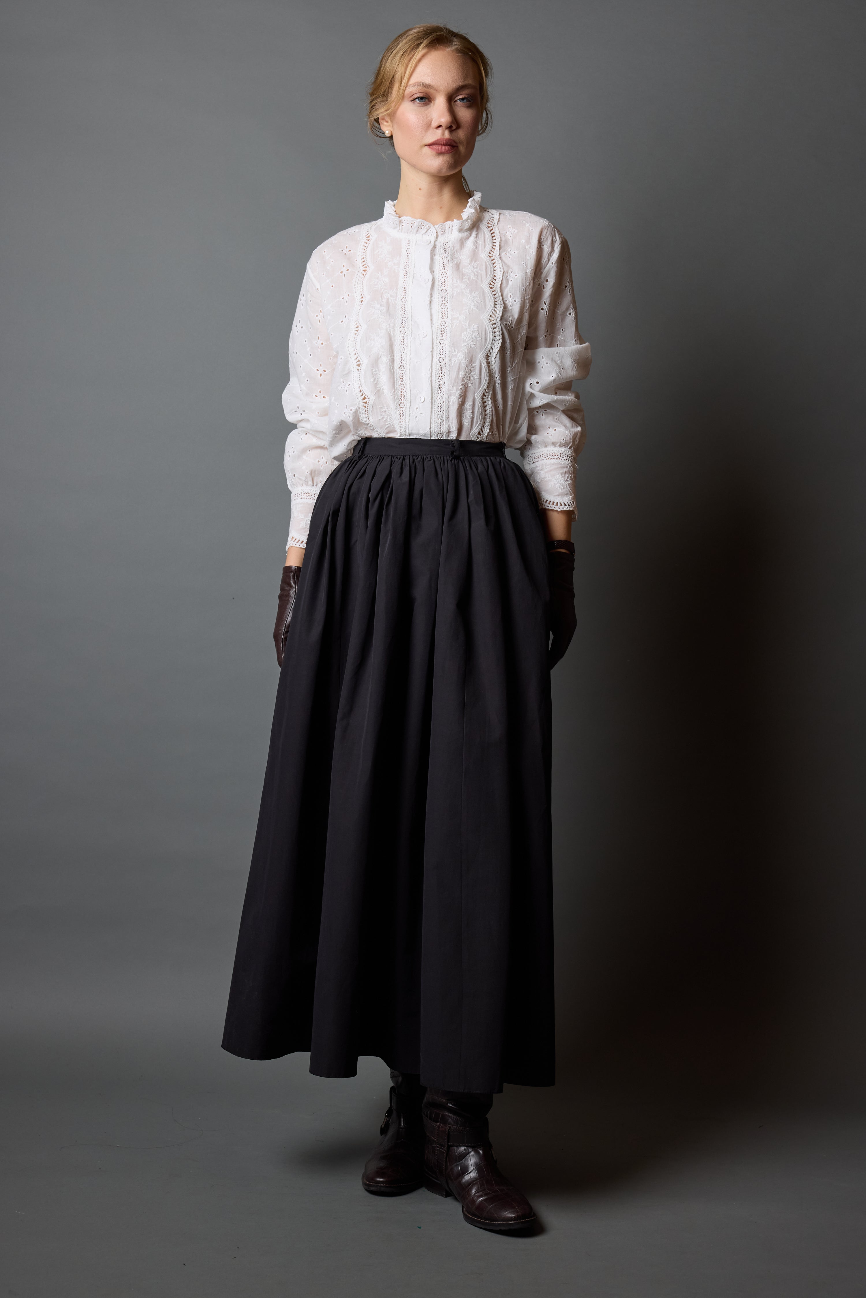 MIDI PARASUT SKIRT BLACK