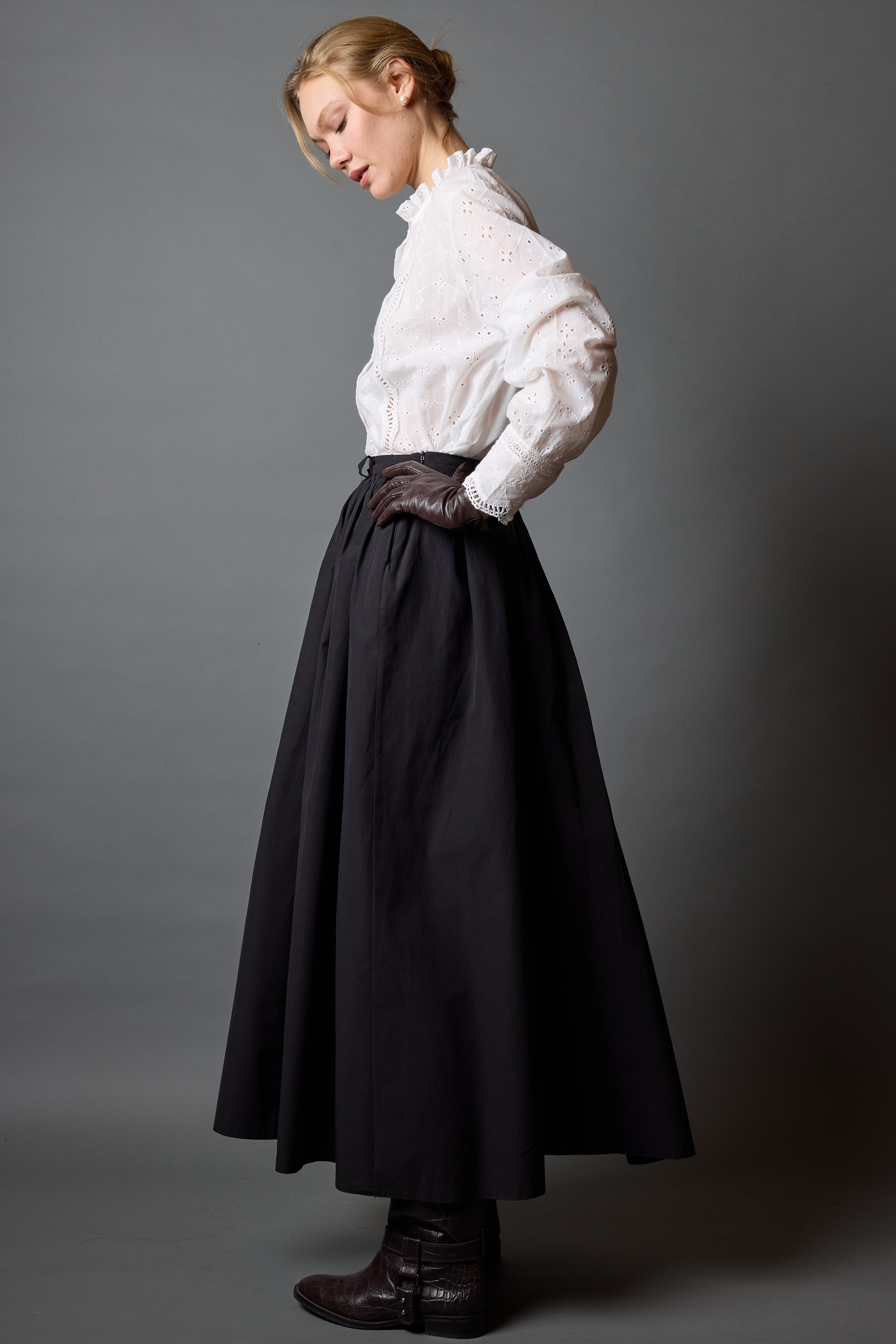MIDI PARASUT SKIRT BLACK