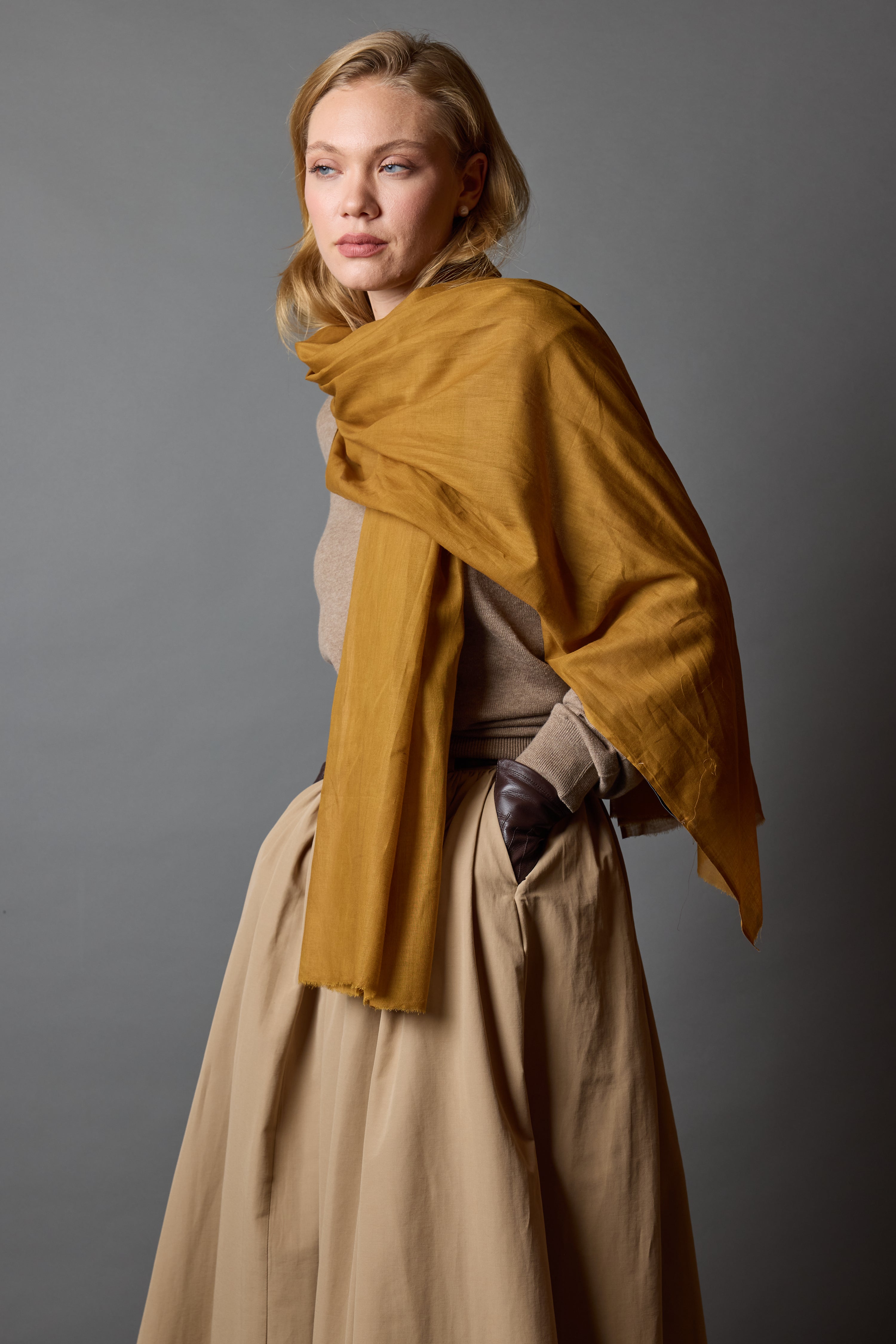 Honey Mustard Organic Cotton Handmade Shawl