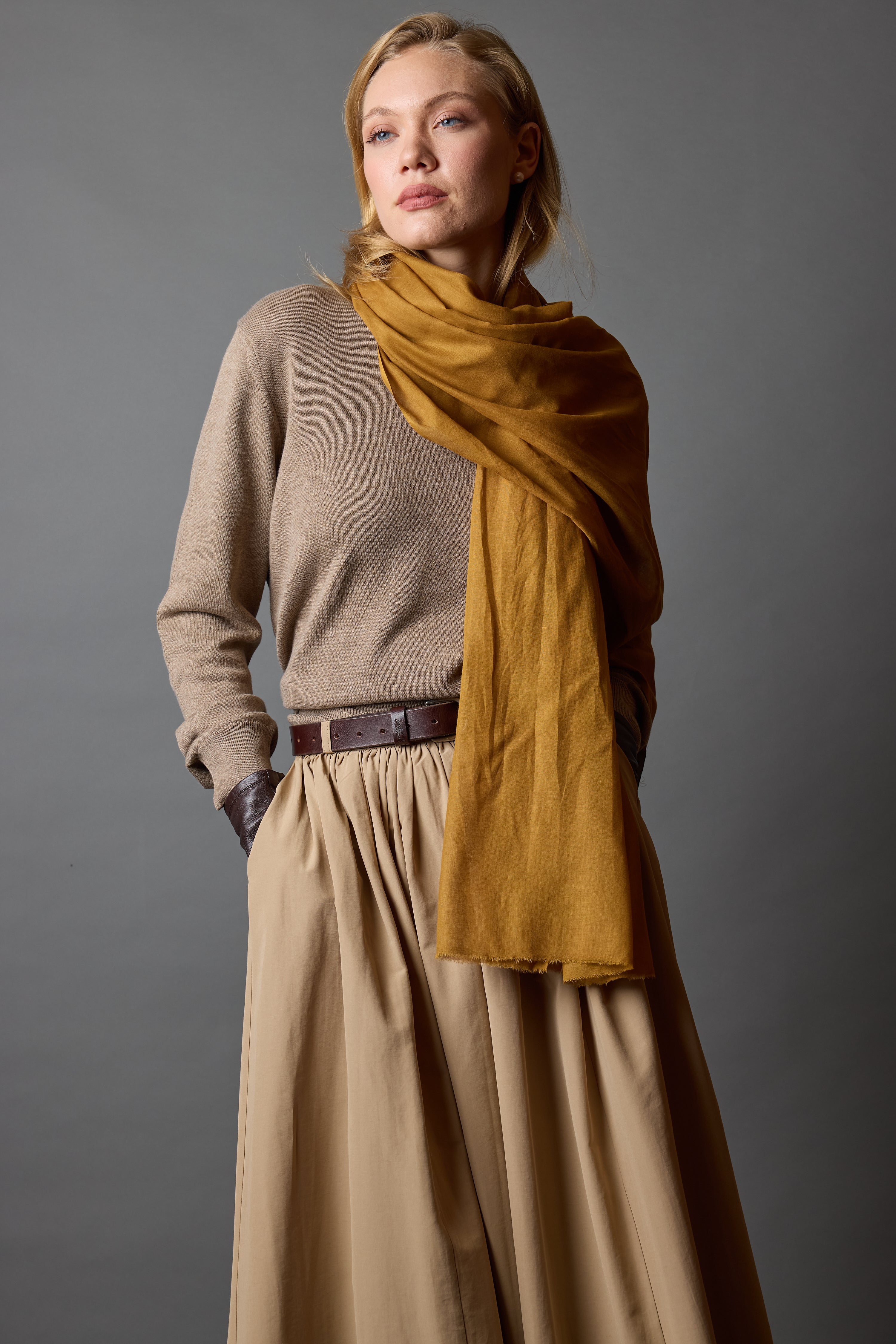 Honey Mustard Organic Cotton Handmade Shawl