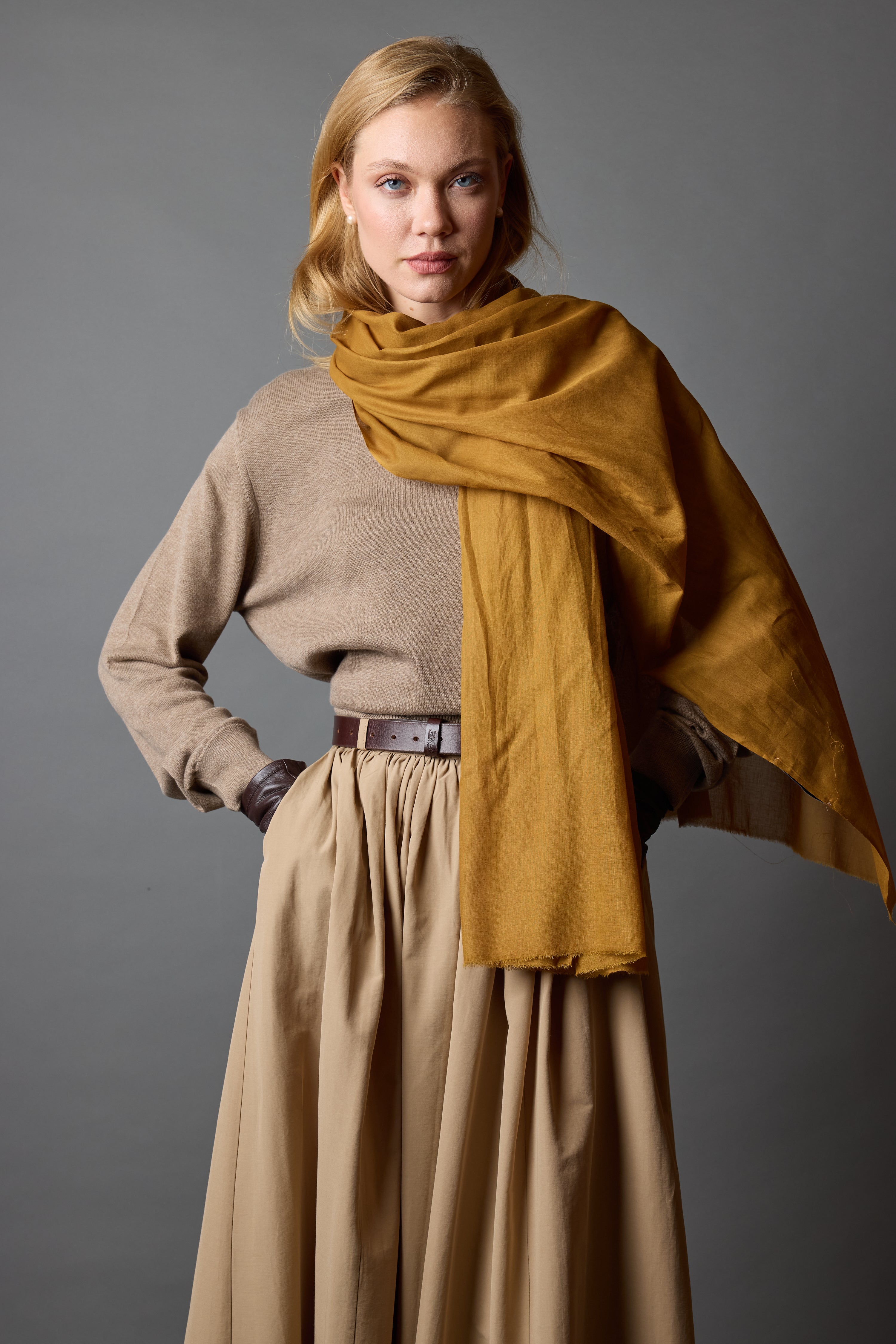 Honey Mustard Organic Cotton Handmade Shawl