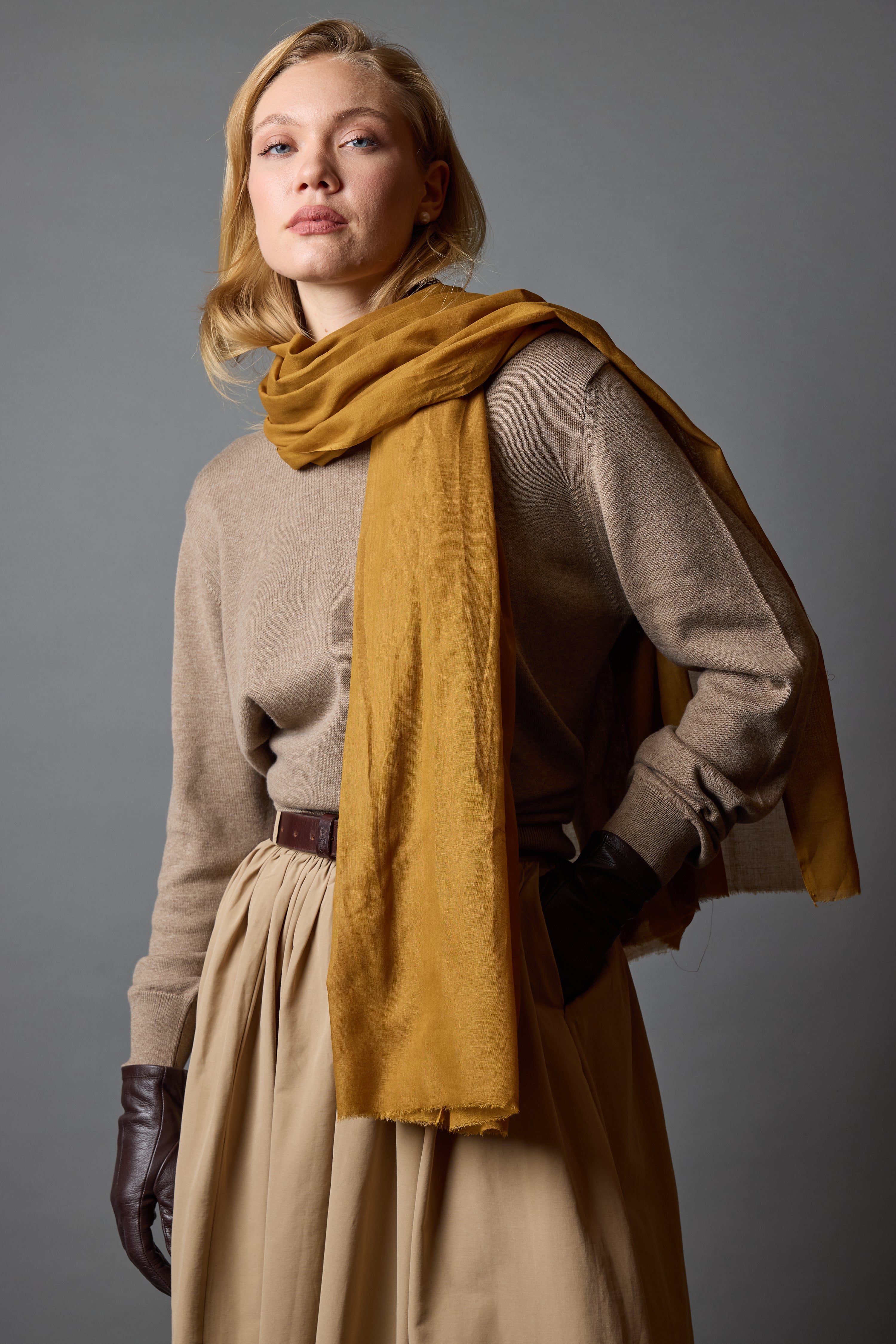 Honey Mustard Organic Cotton Handmade Shawl