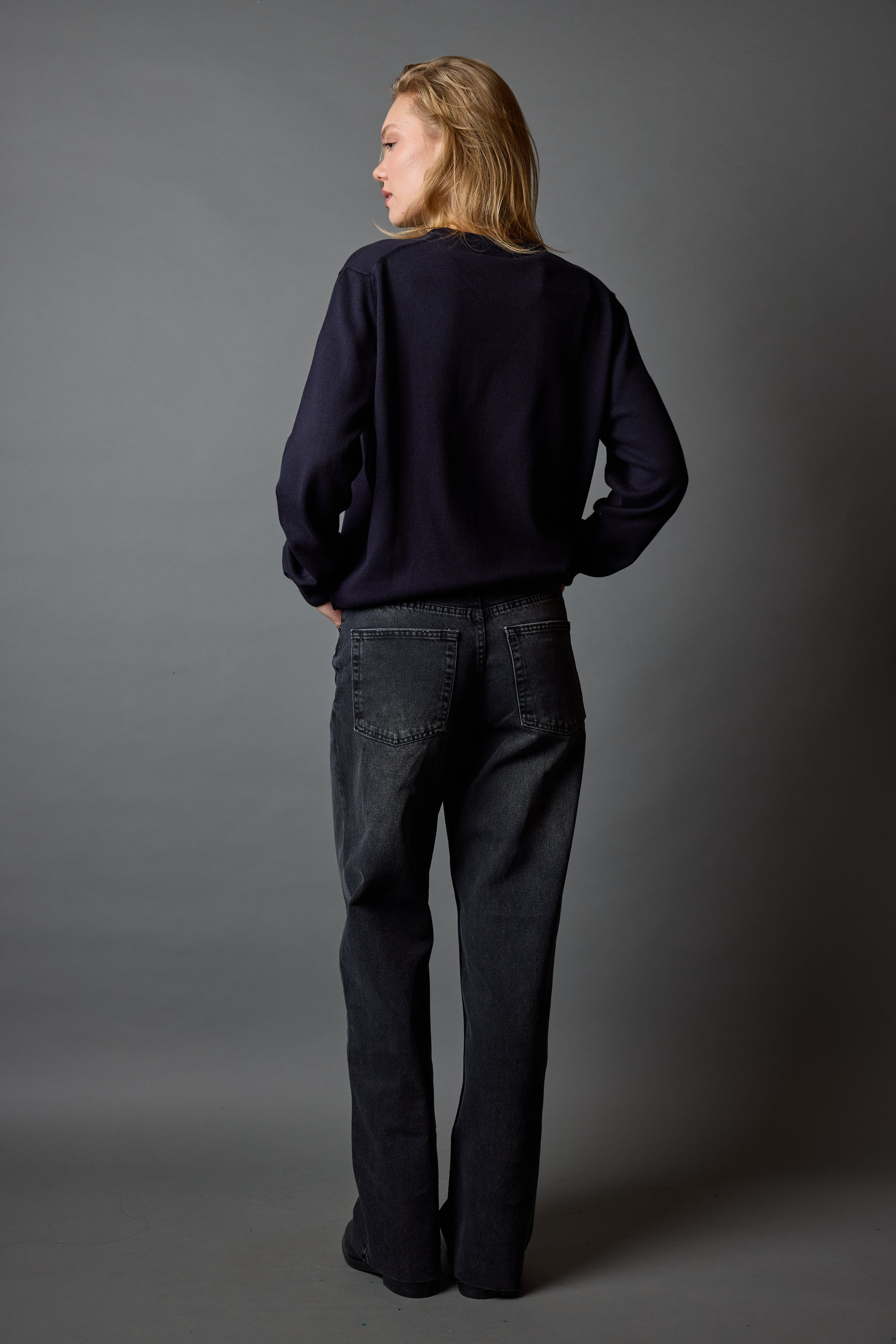 PAMUK BISIKLET YAKA UNISEX KAZAK LACIVERT