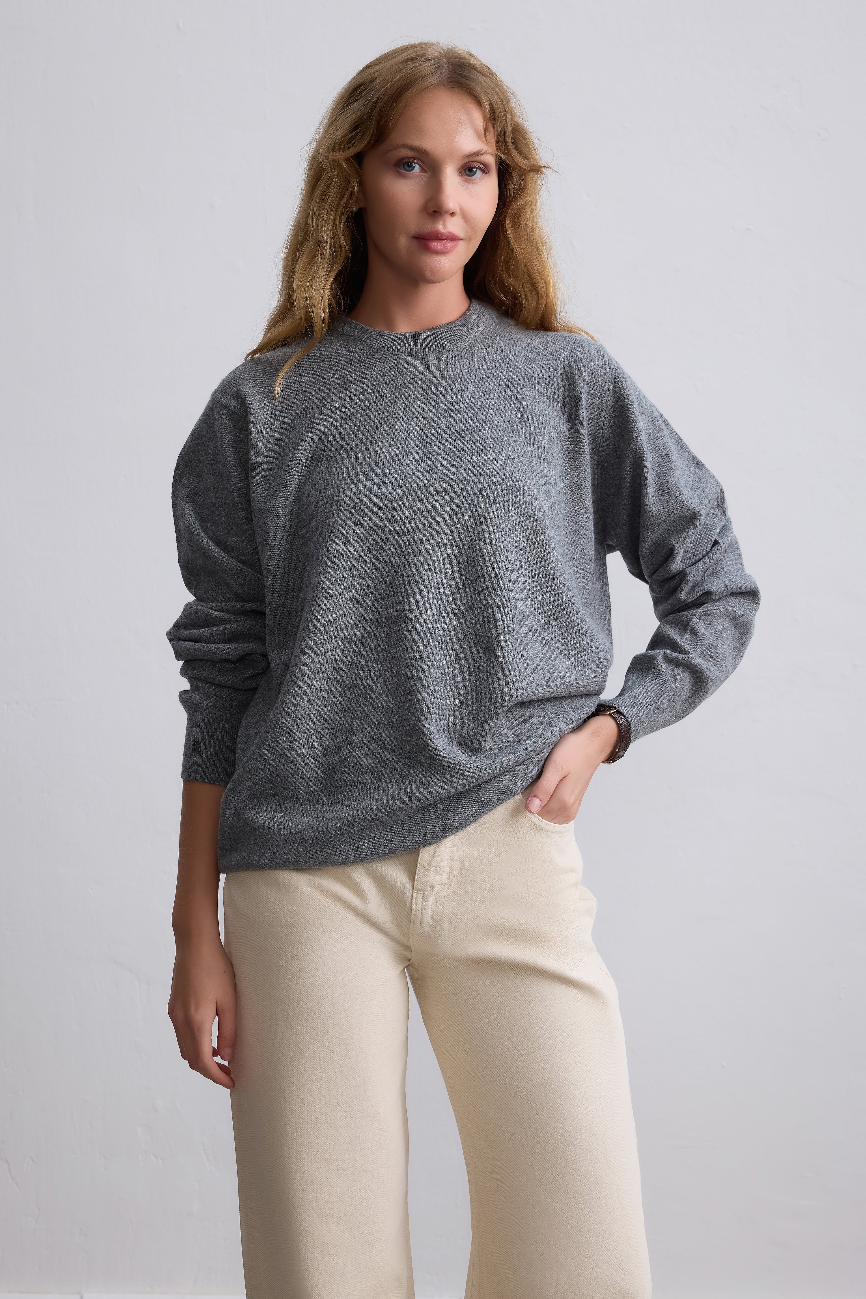 YUN BISIKLET YAKA UNISEX KAZAK GRI