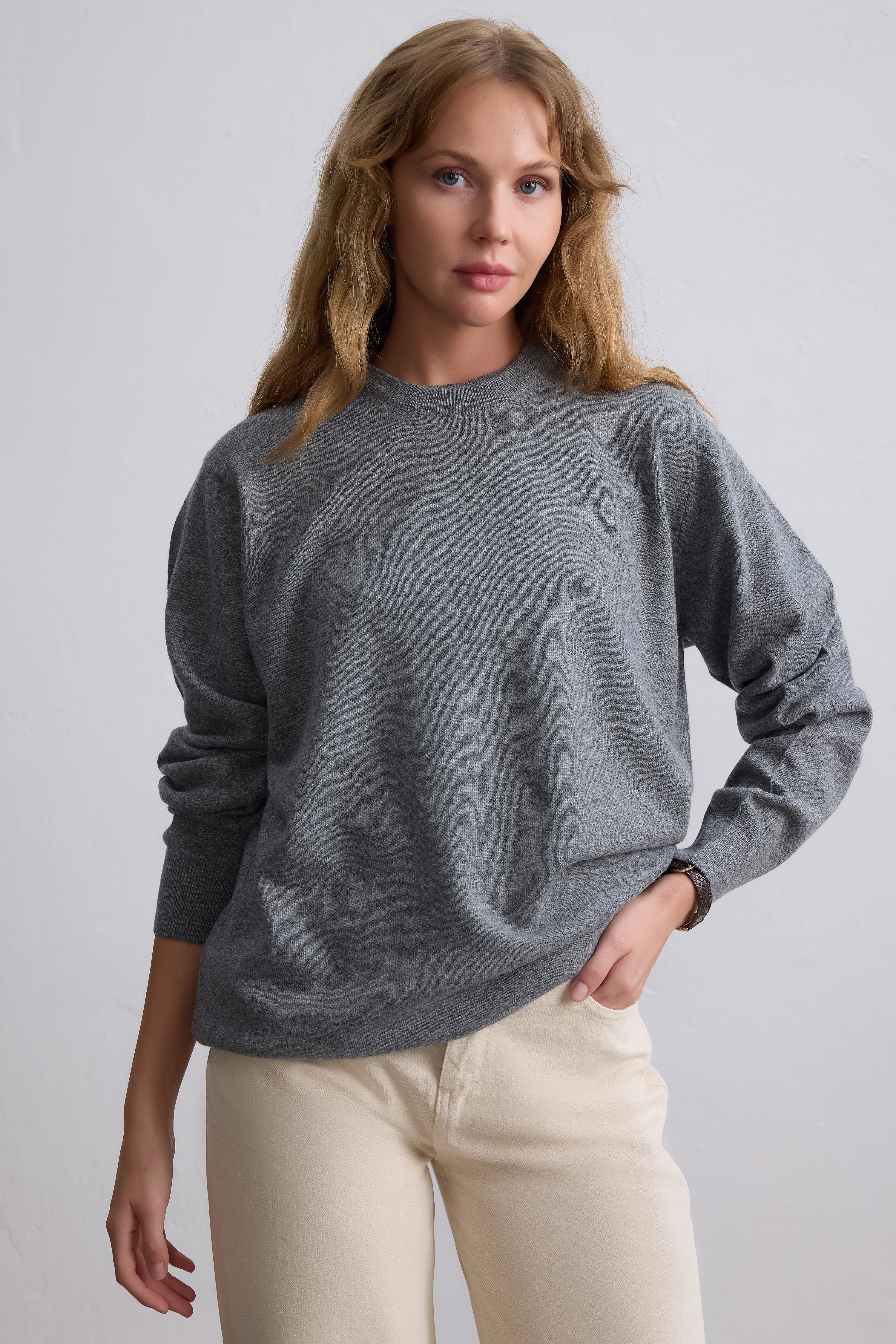 YUN BISIKLET YAKA UNISEX KAZAK GRI