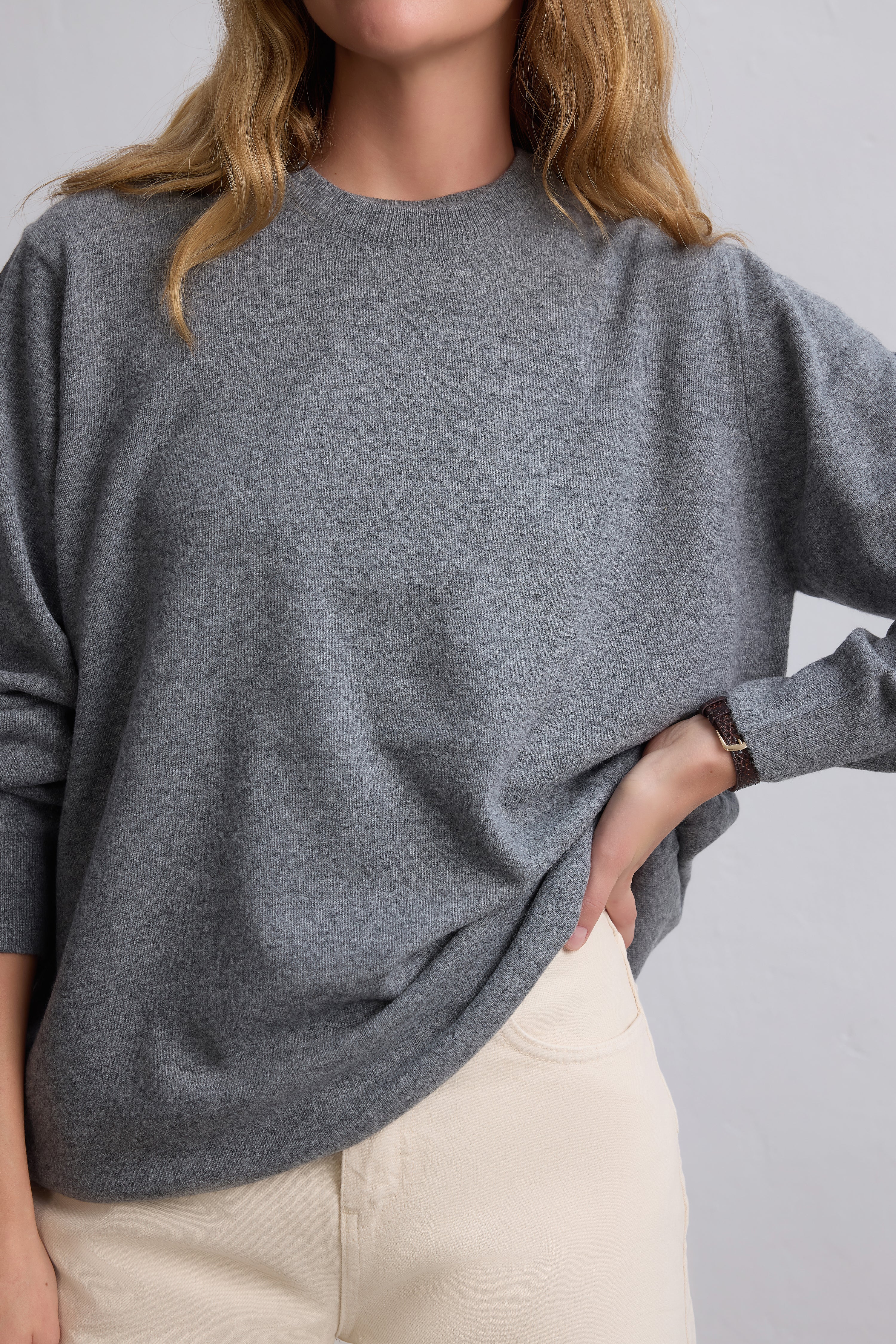 YUN BISIKLET YAKA UNISEX KAZAK GRI