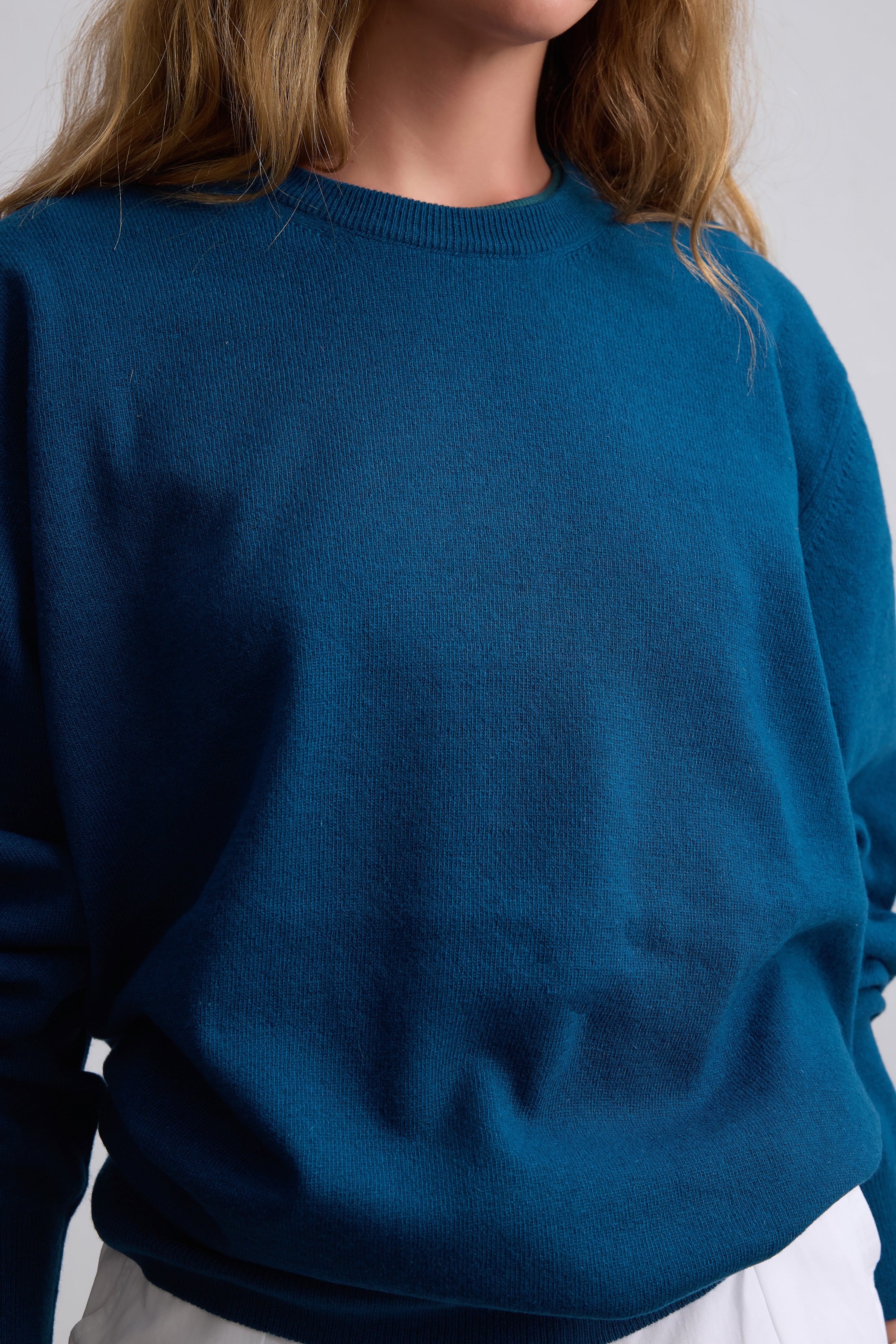 YUN BISIKLET YAKA UNISEX KAZAK PETROL MAVI