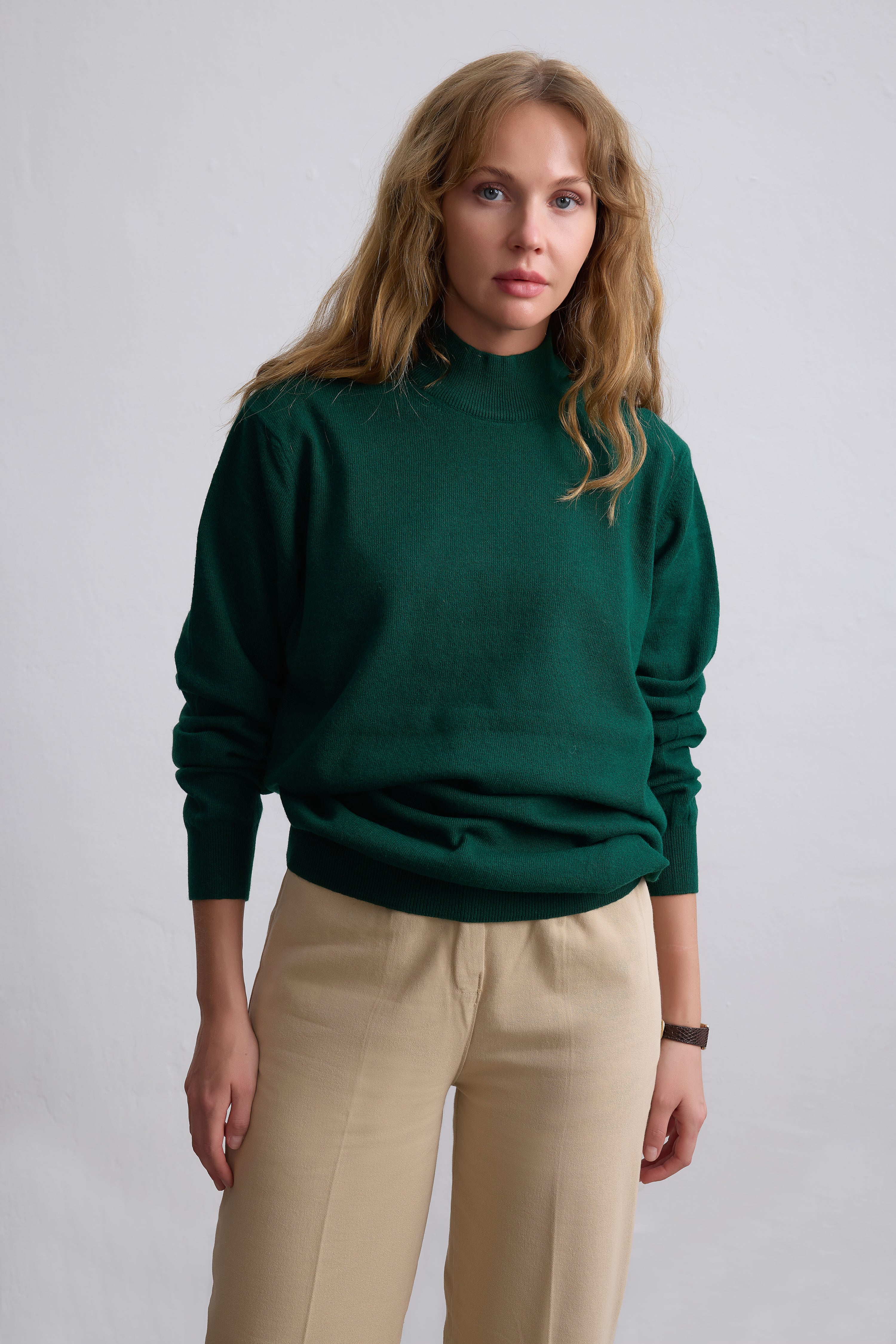 WOOL TURTLENECK UNISEX SWEATER GREEN