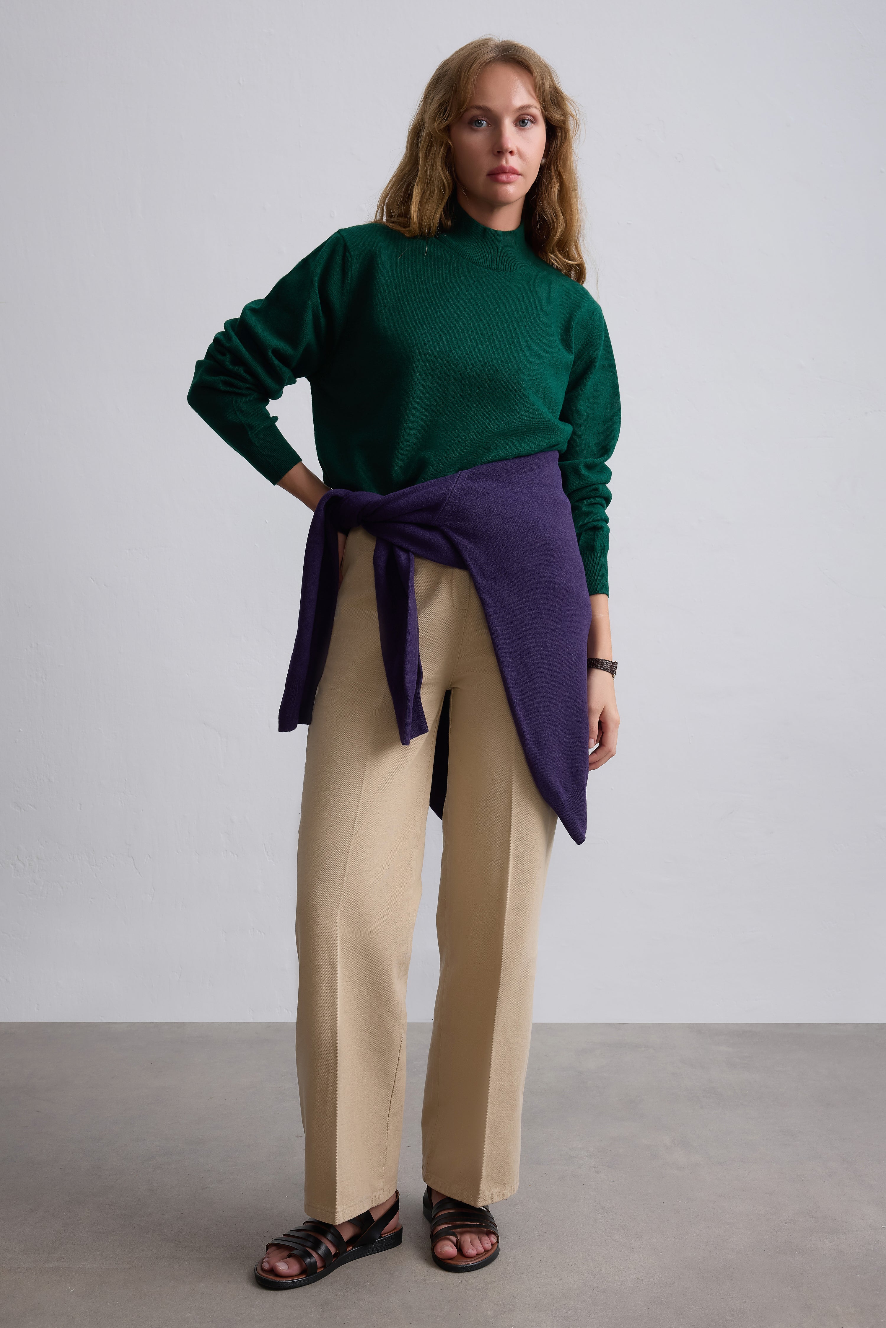 YUN BALIKCI YAKA UNISEX KAZAK YESIL