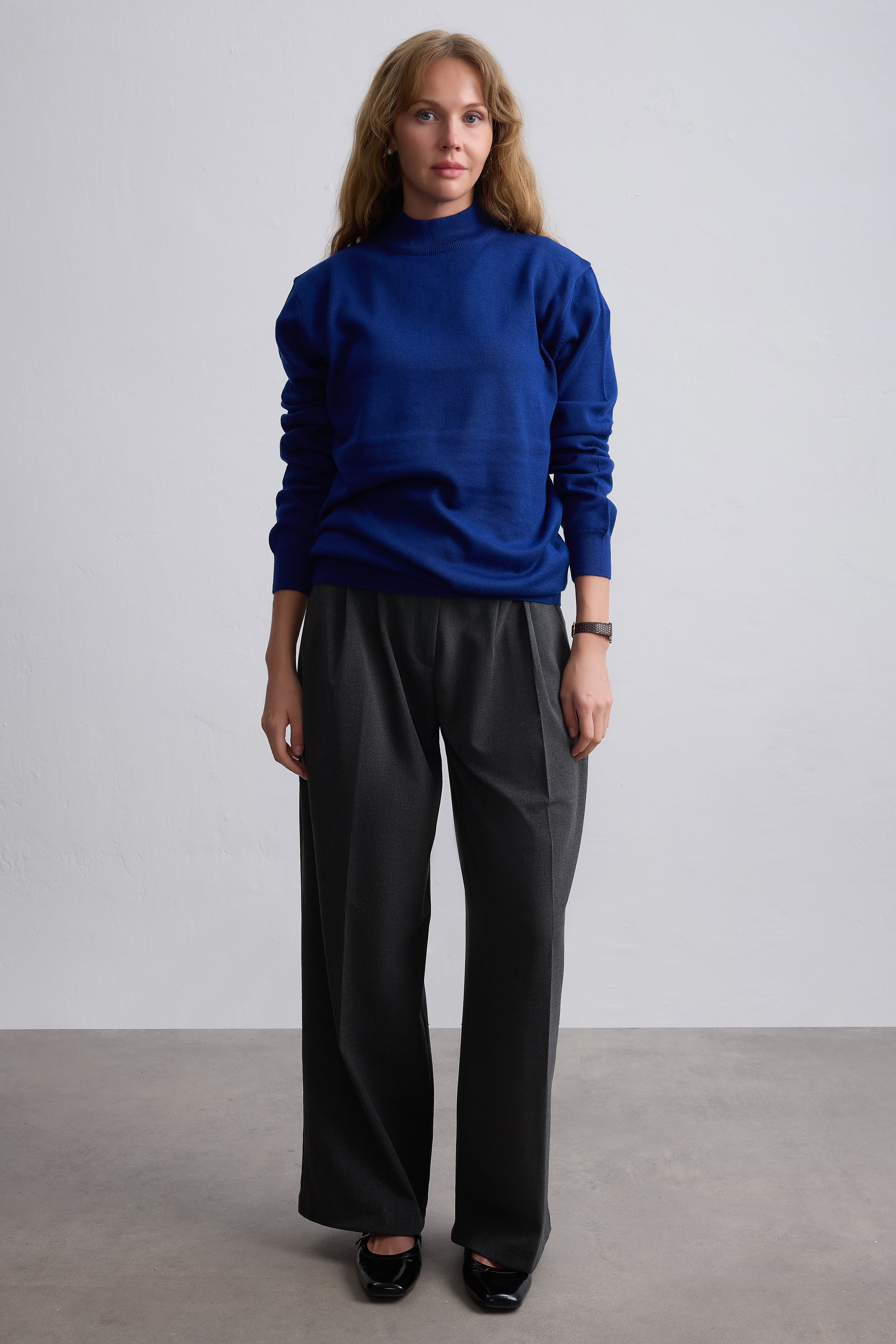 COTTON TURTLEneck UNISEX SWEATER SAX BLUE