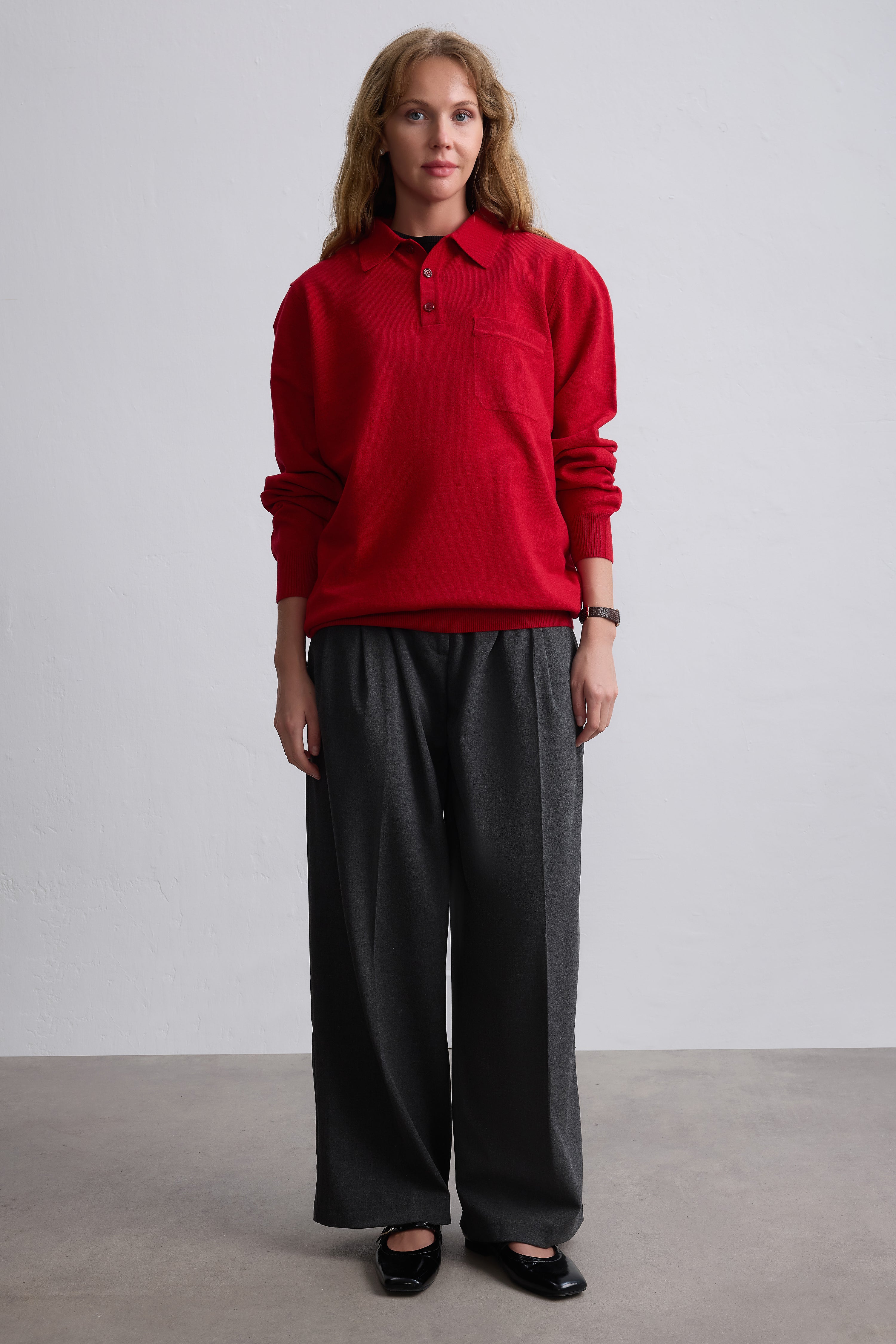 YUN POLO YAKA UNISEX KAZAK KIRMIZI