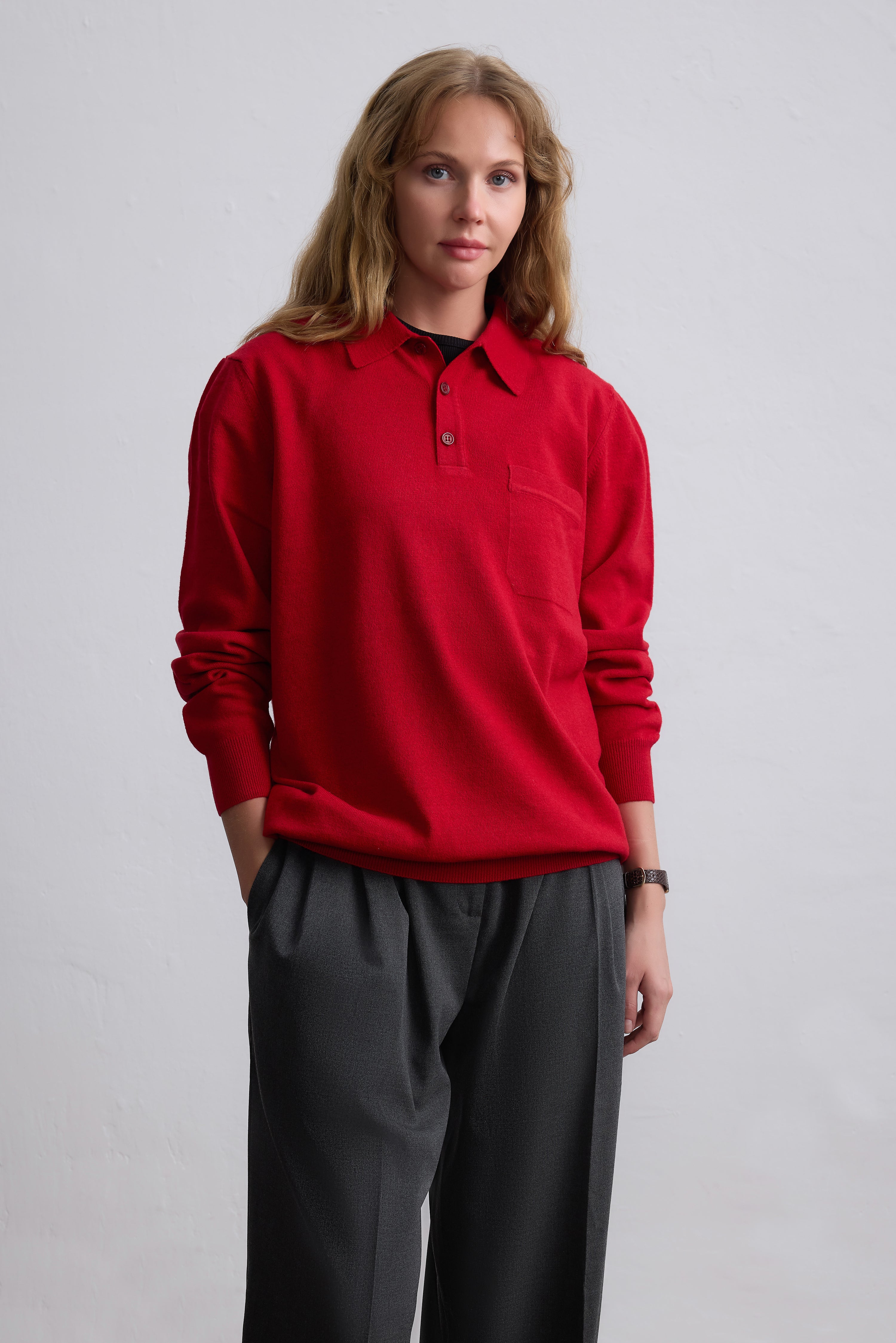 YUN POLO YAKA UNISEX KAZAK KIRMIZI