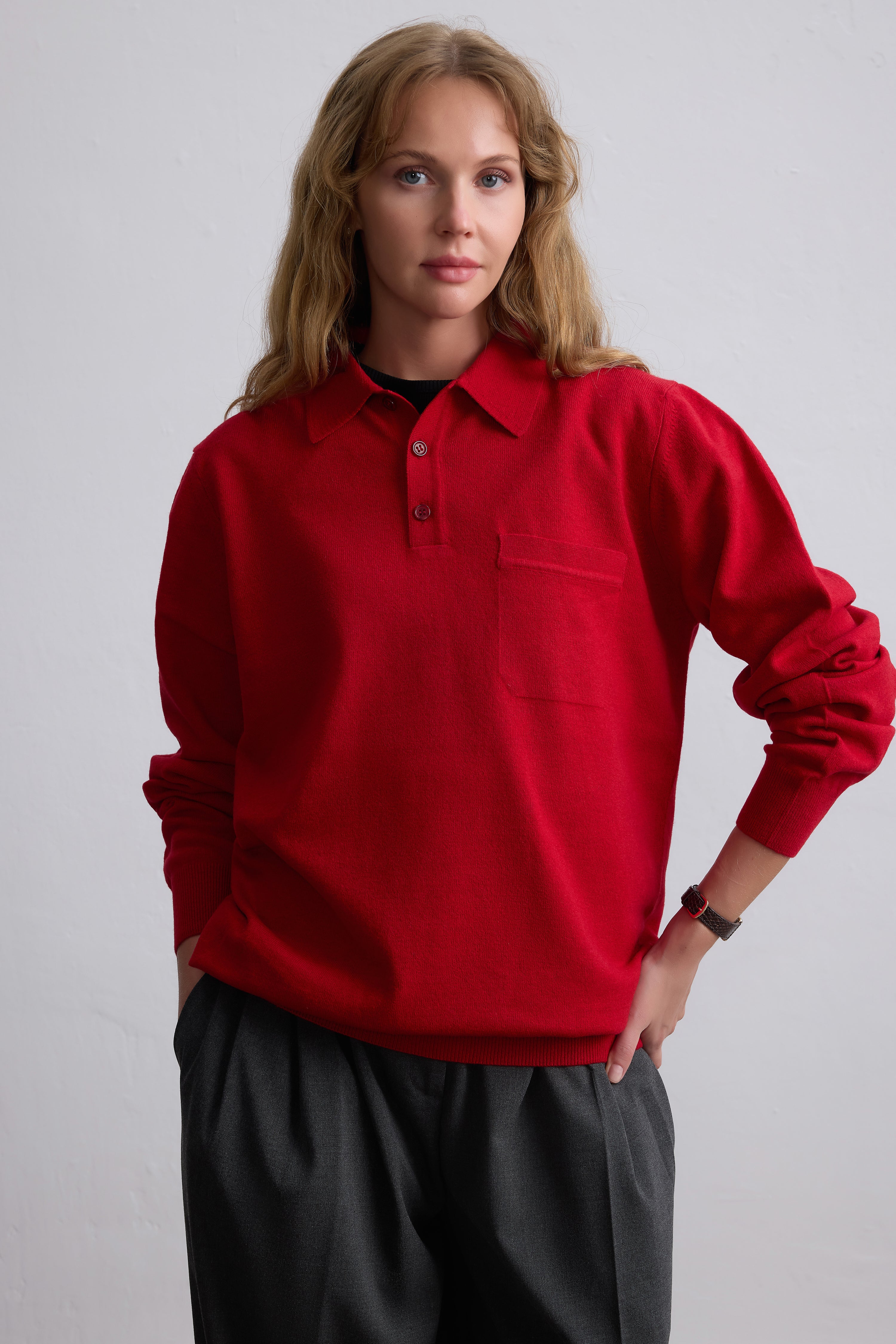 YUN POLO YAKA UNISEX KAZAK KIRMIZI