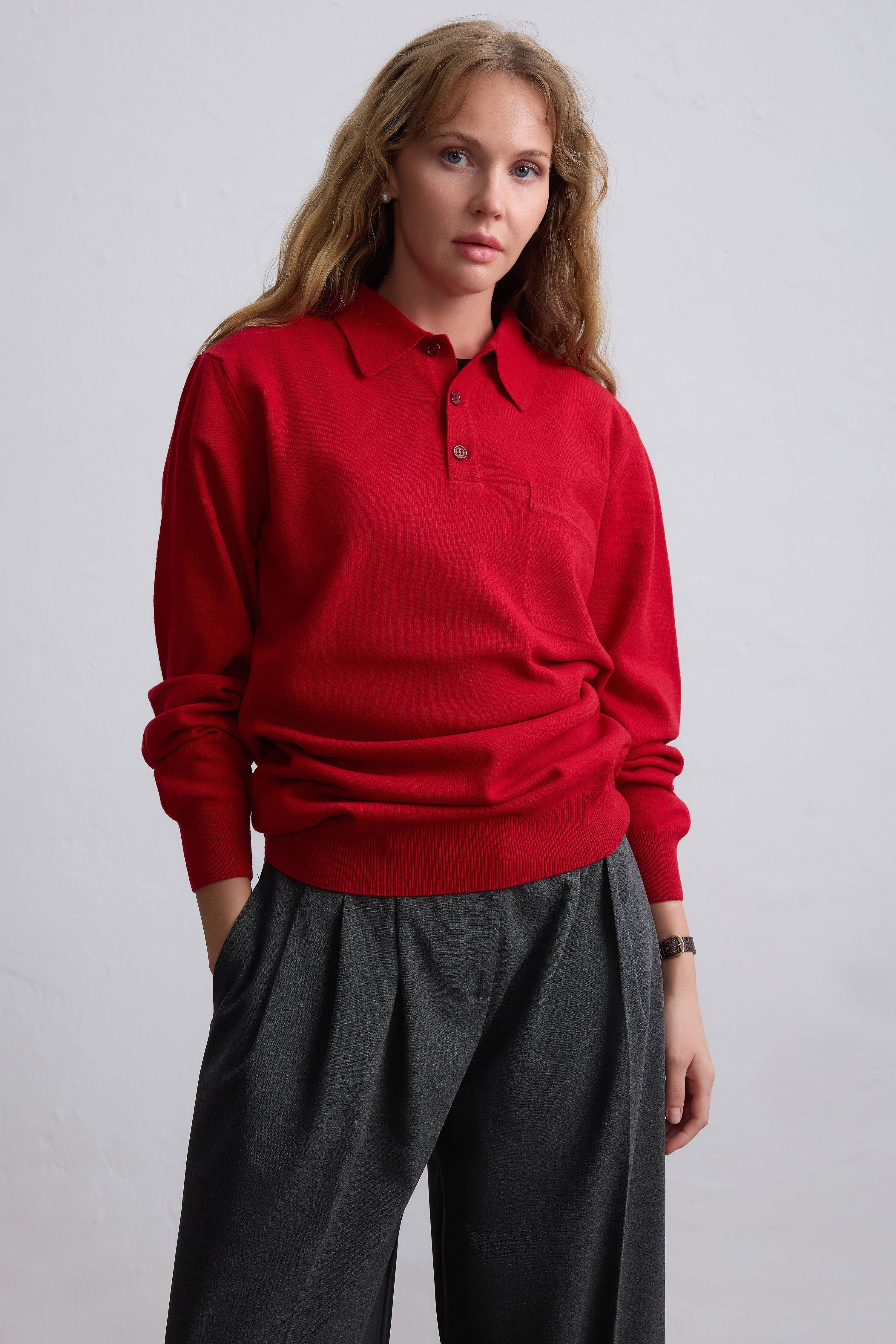 YUN POLO YAKA UNISEX KAZAK KIRMIZI