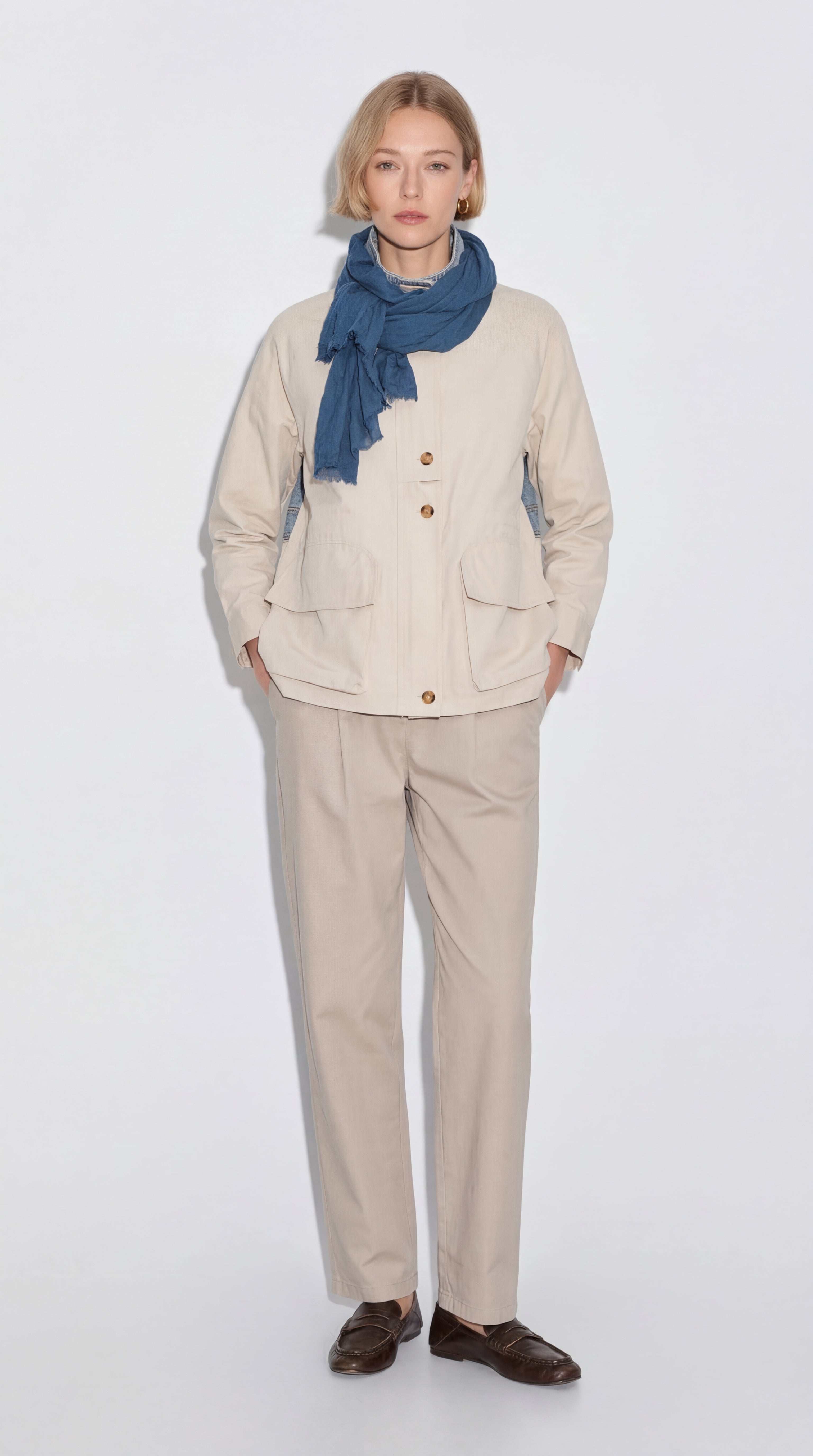 VINTAGE BLUE ORGANIK PAMUK HANDMADE SAL