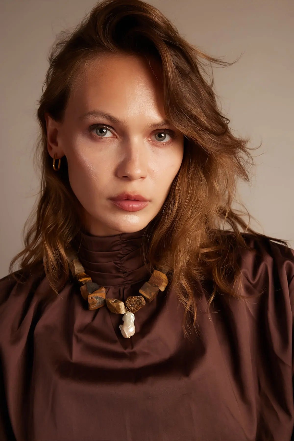 KRATOS BAROK İNCİLİ KAPLAN GÖZÜ KOLYE HARMONIOUS