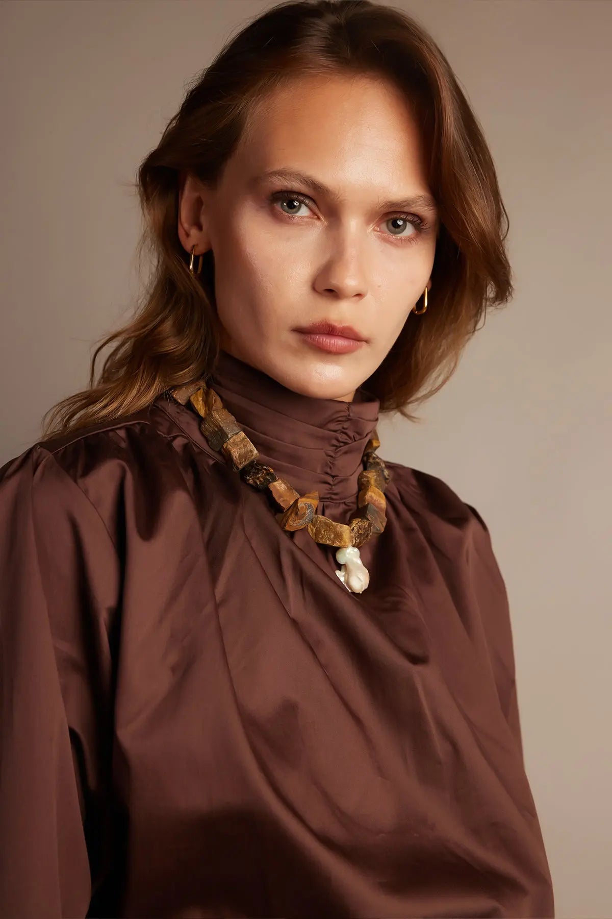 KRATOS BAROK İNCİLİ KAPLAN GÖZÜ KOLYE HARMONIOUS