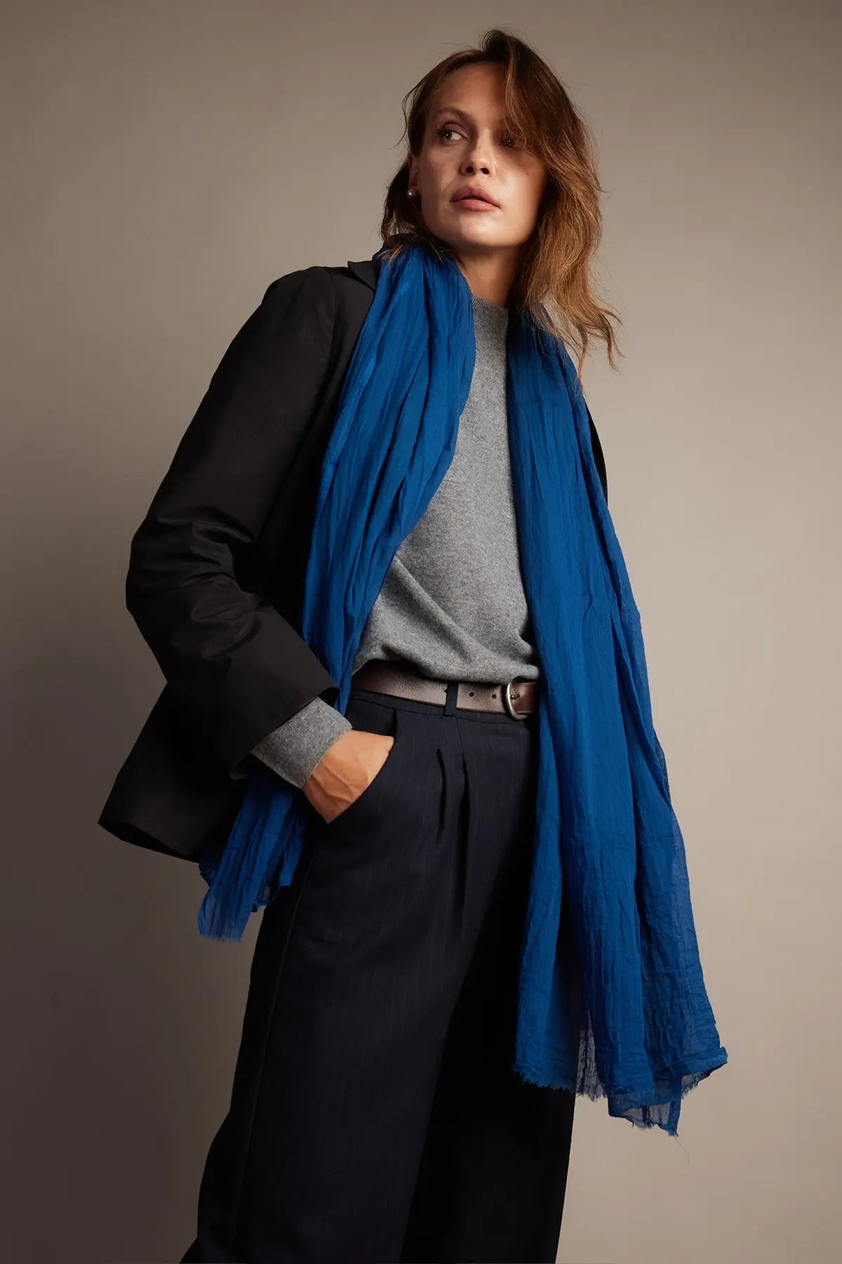 Royal Blue Organik Pamuk Handmade Şal HARMONIOUS