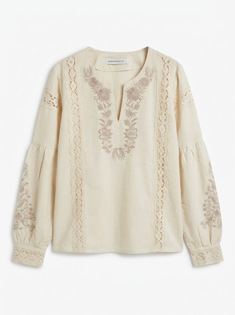 ODETTE NAKIŞLI COTTON BLUZ