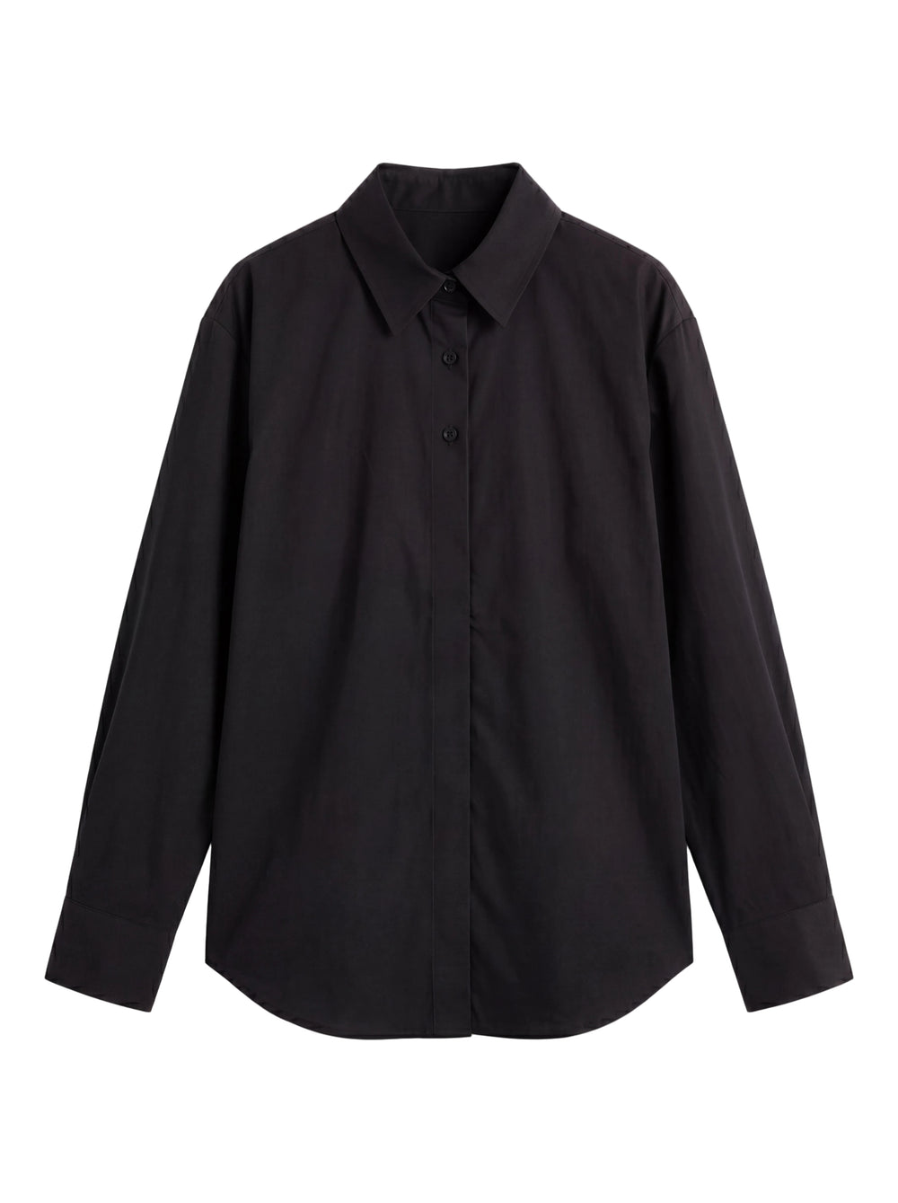 DUGME DETAYLI POPLIN GOMLEK SIYAH