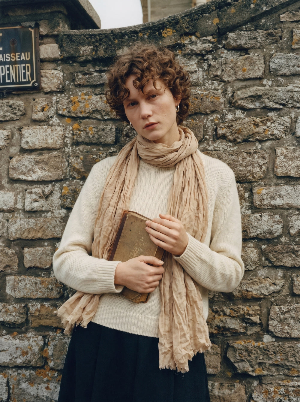 Beige organik pamuk Şal — HARMONIOUS AW26 The Country House