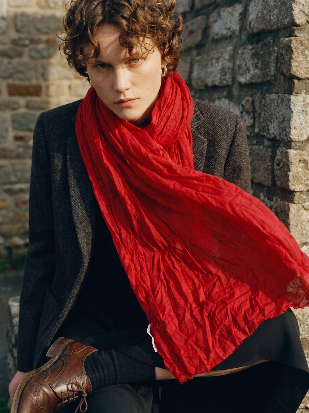 Christmas Red organik pamuk Sal — HARMONIOUS AW26 The Country House