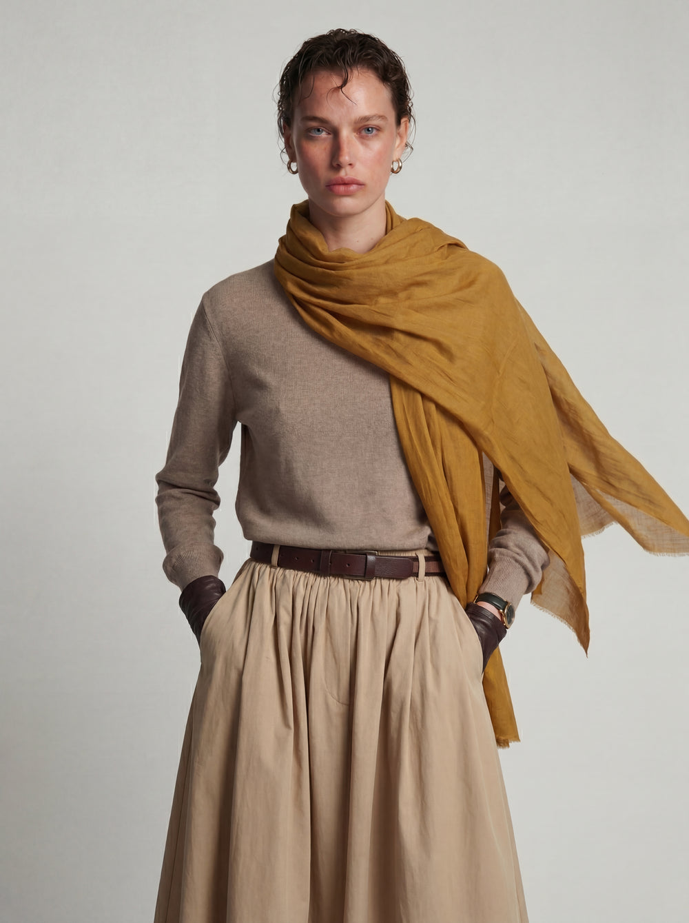 Honey Mustard Organic Cotton Handmade Shawl