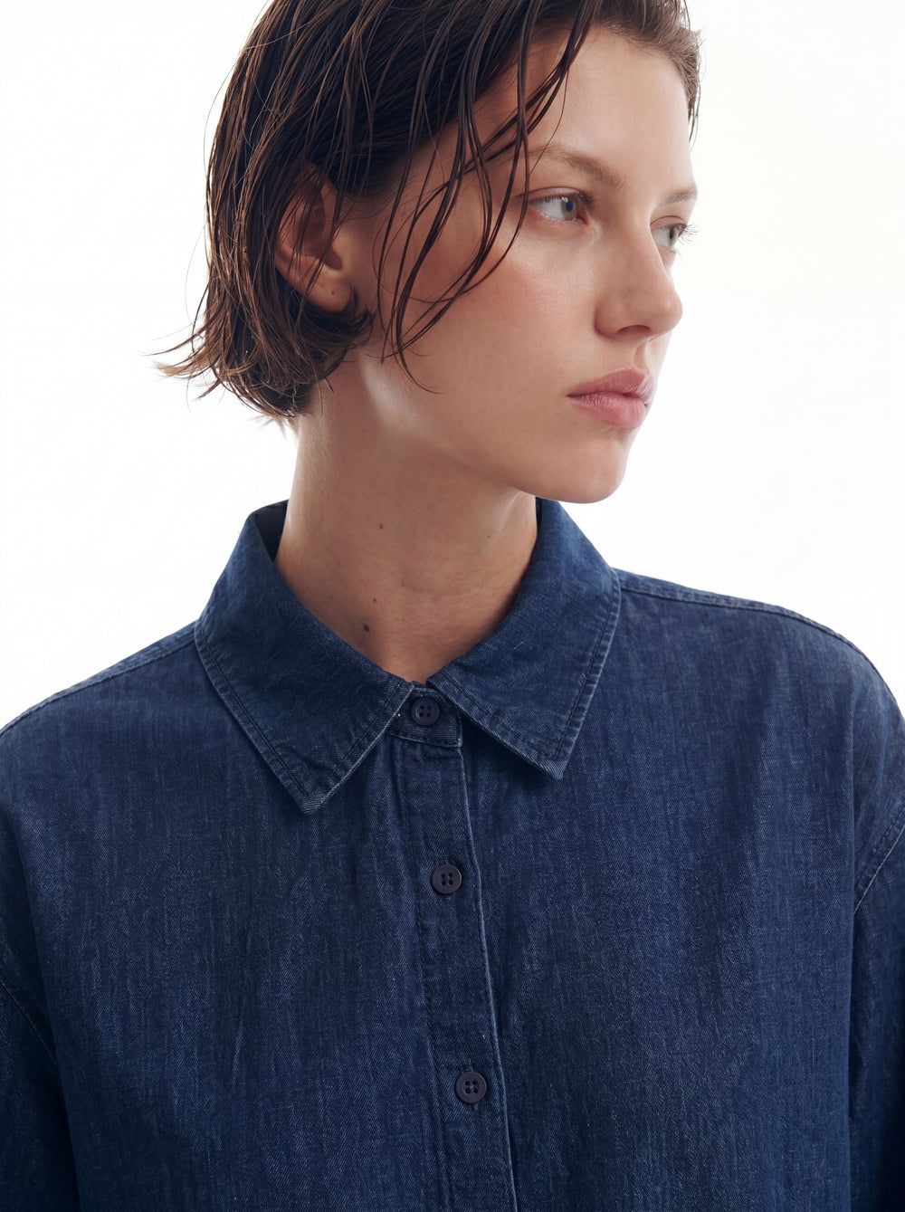 KLASIK YAKA OVERSIZE DENIM GOMLEK