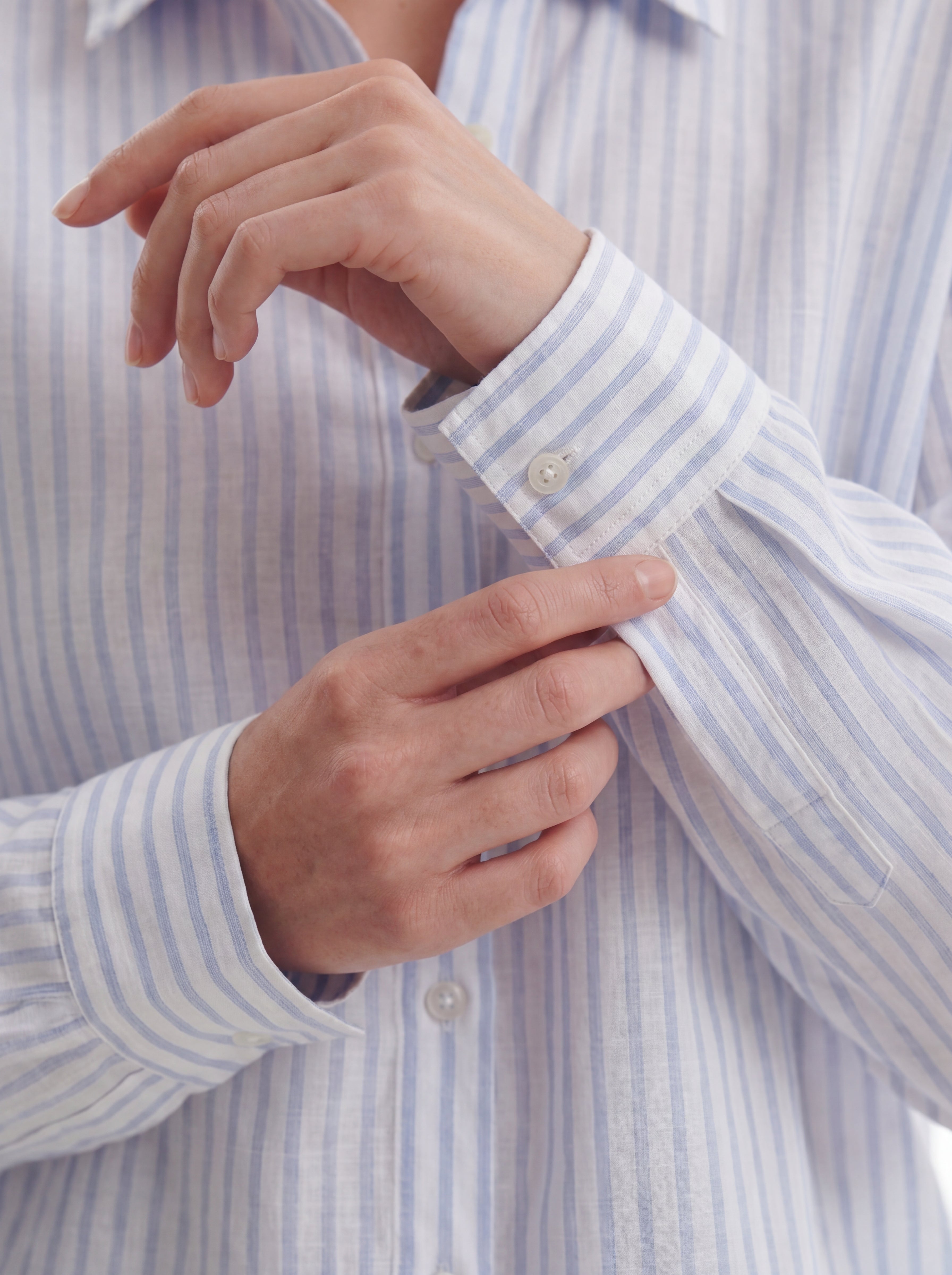 BRITISH POPLIN OVERSIZE CIZGILI GOMLEK BEYAZ