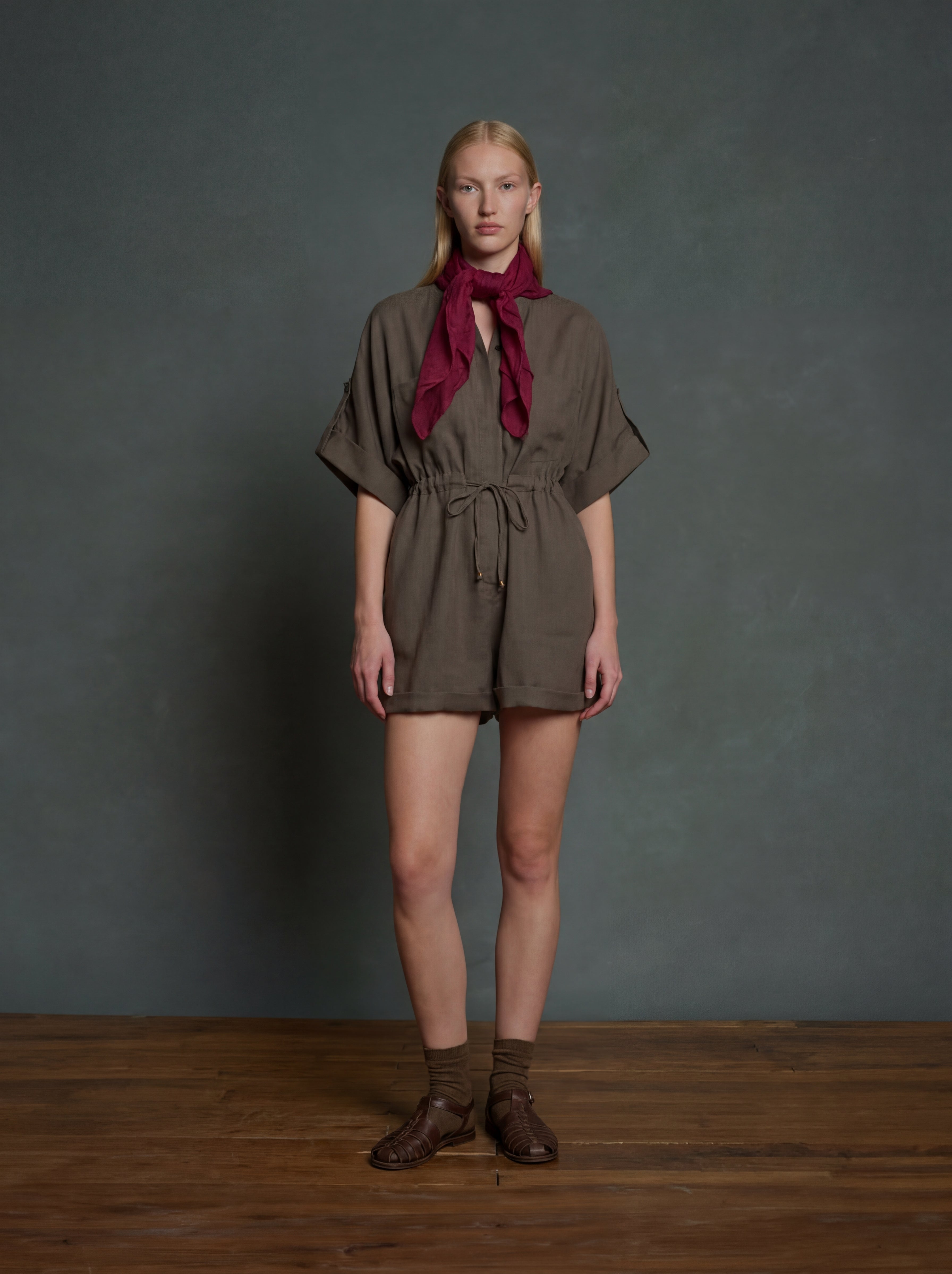 MODAL WAISTBANDED OVERALLS KHAKI