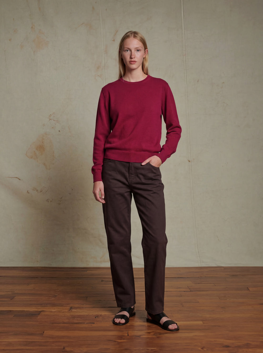 YUN BISIKLET YAKA UNISEX KAZAK CLARET RED